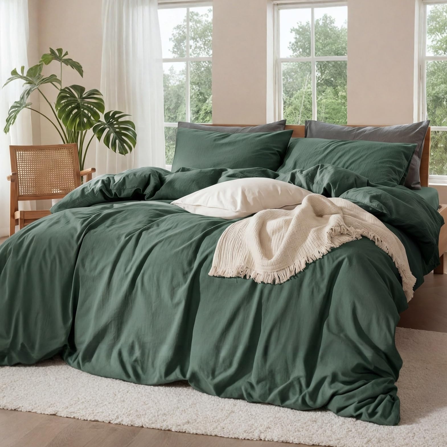 4-Piece Pure Linen Blend Sheet Set, 18" Deep Pocket, Soft Breathable All-Season Bedding for Hot Sleepers