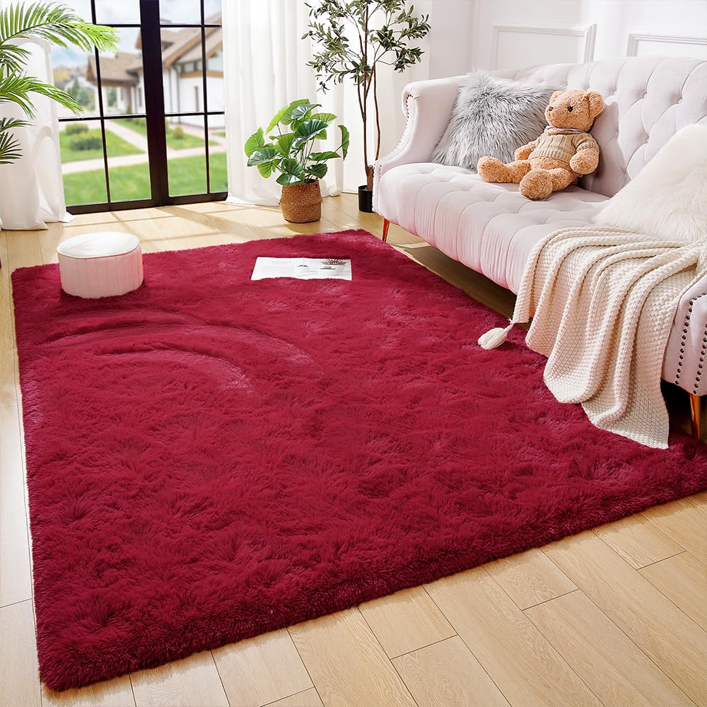 Amearea Yellow 6×9ft Soft Shag Rug, Non-slip Fluffy Carpet for Bedroom, Living Room & Nursery