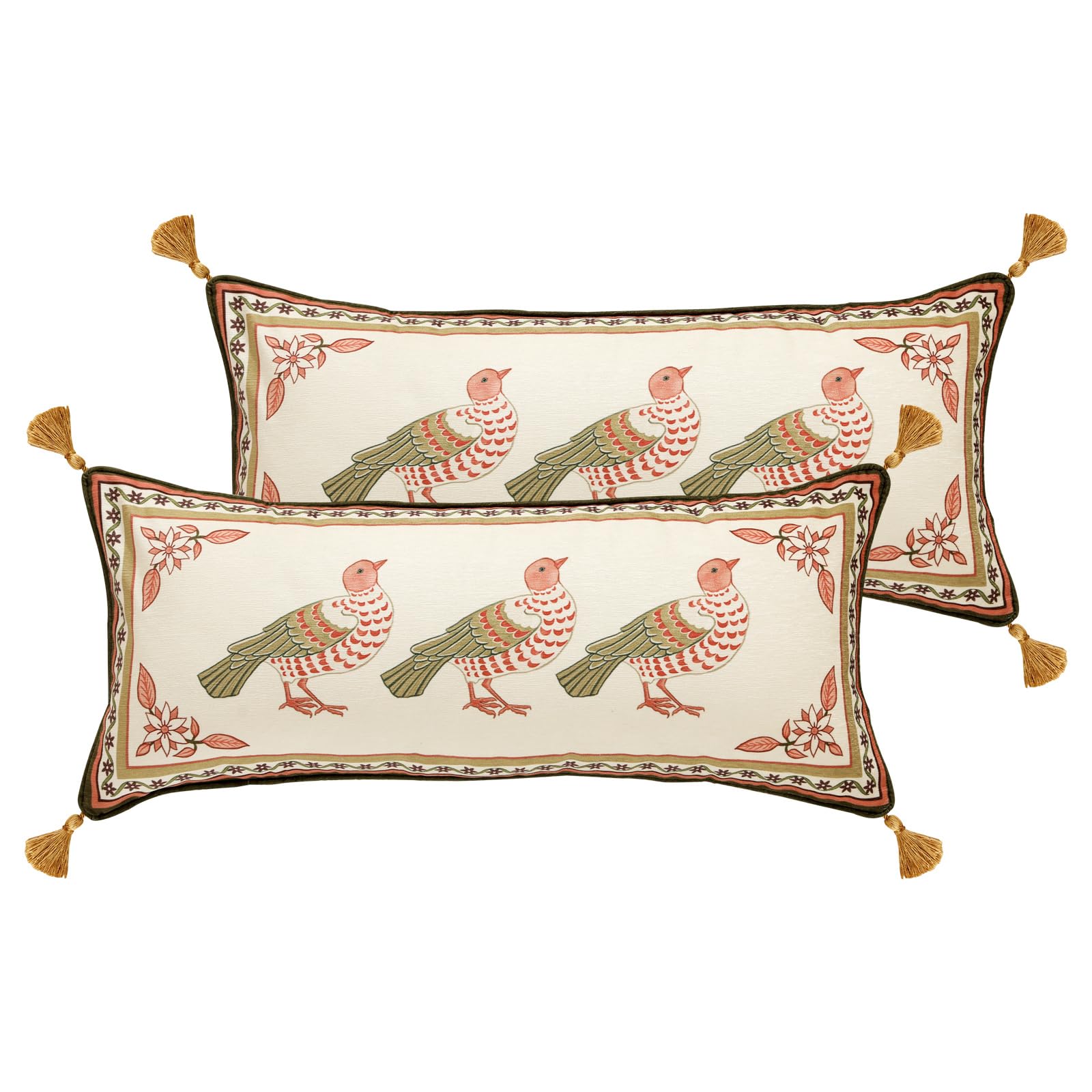bilin gaier Vintage Square Throw Pillow Covers Pack of 2,Red Cozy Velvet with Leaves and Floral Pattern Pillowcases,Decoration Pillows Cushion Covers for Living Room Couch Sofa Bed Car Chair,18"x18"