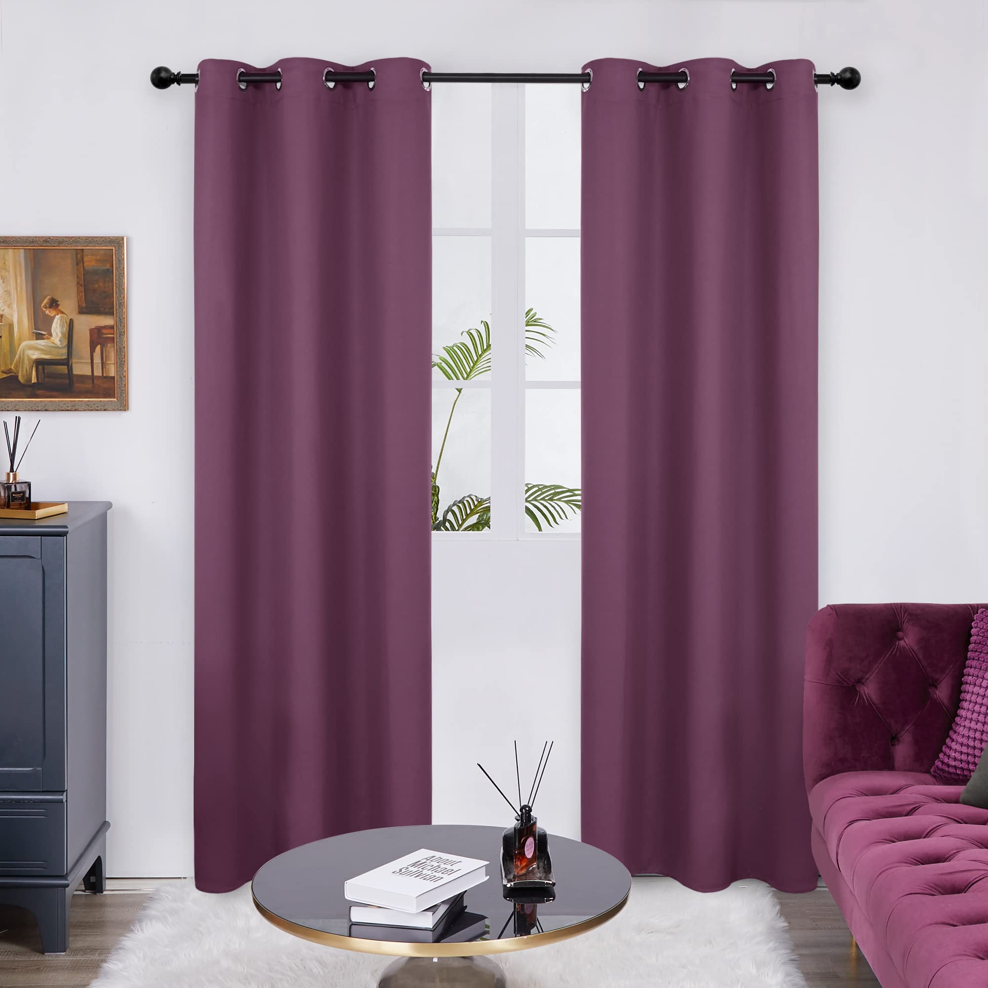 Deconovo Blackout Wide Curtain Panel, Grommet Top Thermal Insulated Room Darkening Drape for Bedroom Living Room, Khaki Divider, 100W x 84L Inch, Pack of 1