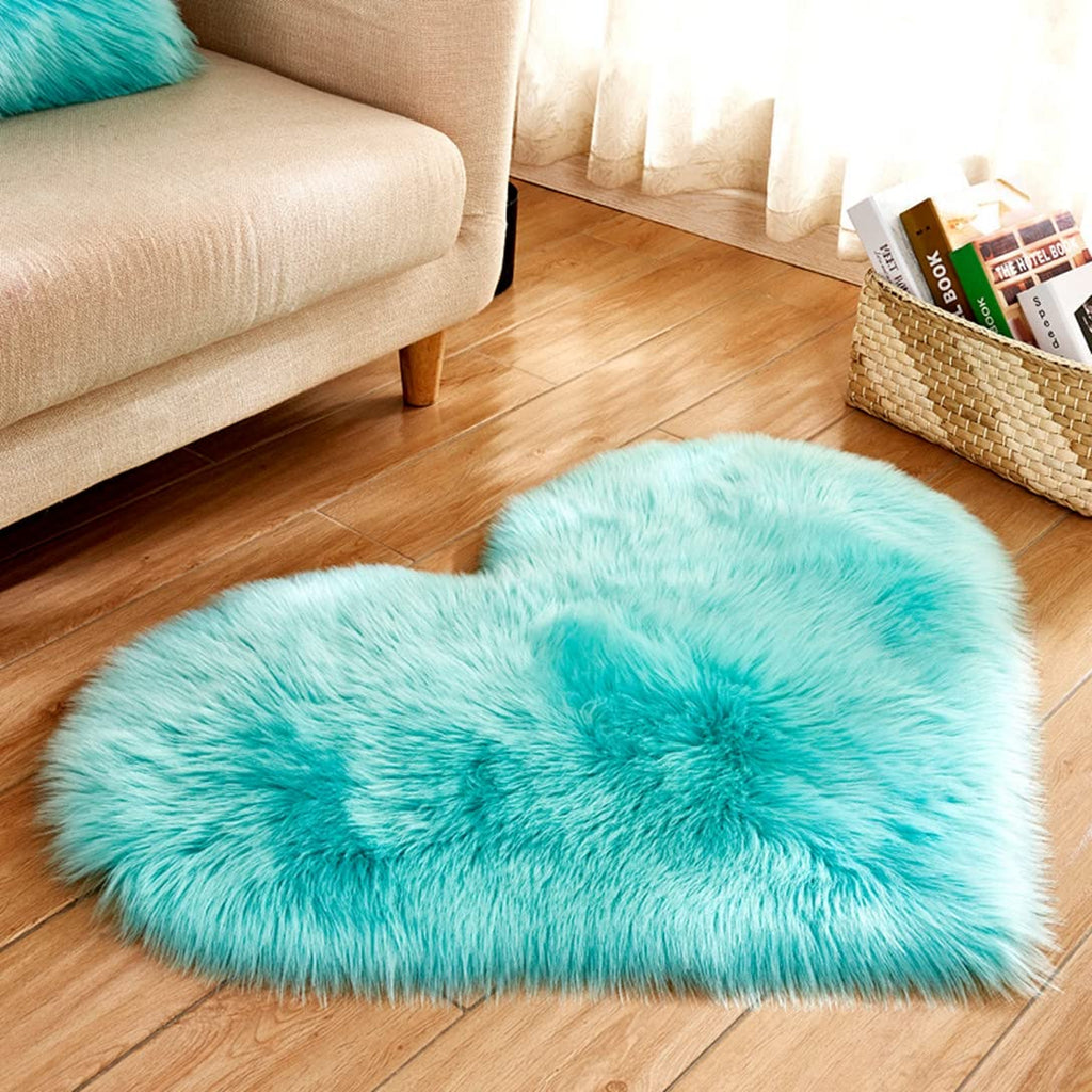 Shaggy Carpet for Home Decor Artificial Sheepskin Hairy Mat Faux Fluffy Floor Mats Love Heart Shape Area Rugs