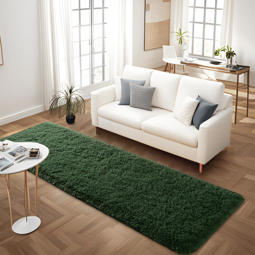 Fluffy Dark Green 6x9 Area Rugs for Living Room, Extra Large Rug for Bedroom Decor, Big Shaggy Floor Carpet, Soft Plush Thick Non-Slip Rectangle Carpets for Home Decor