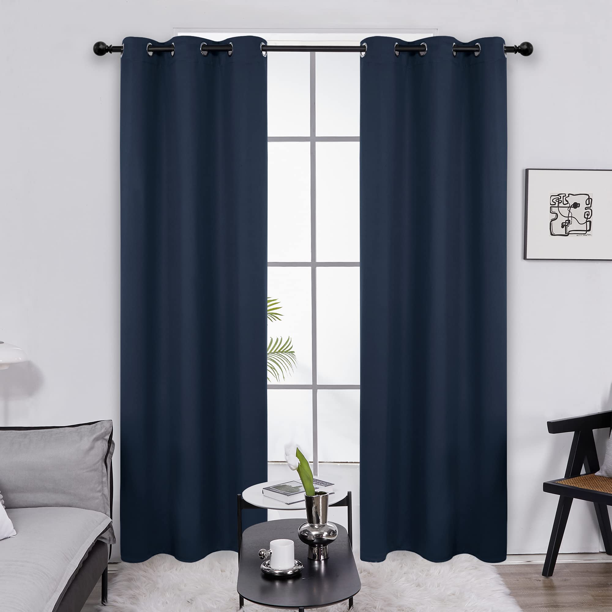 Deconovo Blackout Wide Curtain Panel, Grommet Top Thermal Insulated Room Darkening Drape for Bedroom Living Room, Khaki Divider, 100W x 84L Inch, Pack of 1
