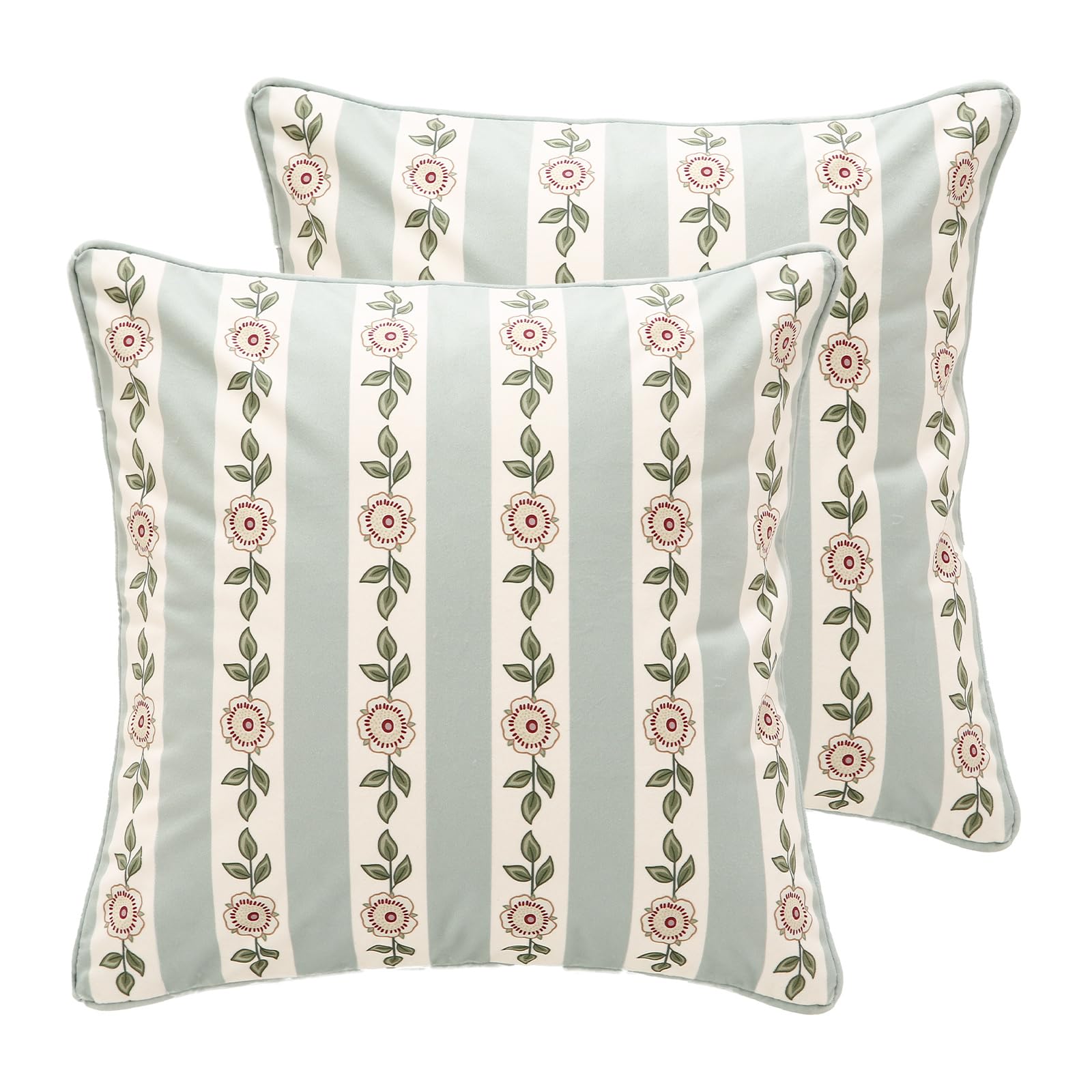 bilin gaier Vintage Square Throw Pillow Covers Pack of 2,Red Cozy Velvet with Leaves and Floral Pattern Pillowcases,Decoration Pillows Cushion Covers for Living Room Couch Sofa Bed Car Chair,18"x18"