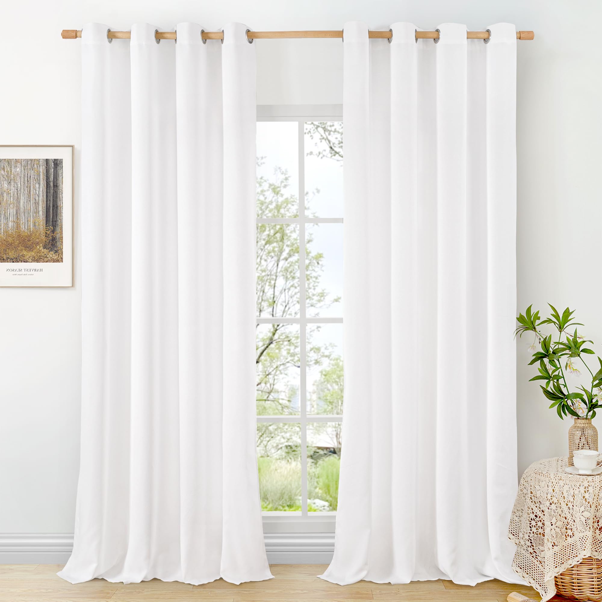 BGment Linen Curtains 95 Inch Long for Living Room 2 Panels, Thick Textured Privacy Floor Length Window Drapes Non See Through for Bedroom Farmhouse Light Filtering Grommet Top, Each 52 Inch Wide