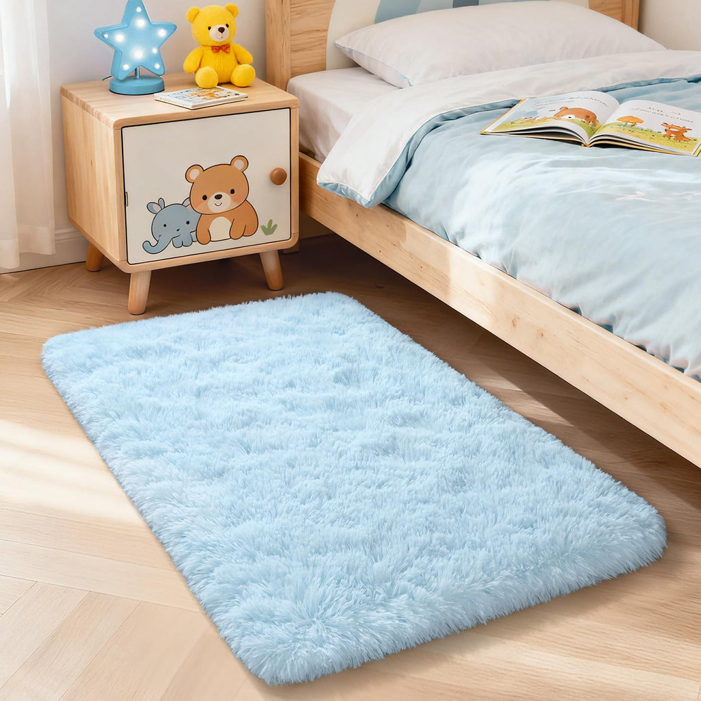 Merelax Soft Modern Indoor Shaggy Area Rug for Bedroom Livingroom Dorm Kids Room Home Decorative, Non-Slip Plush Fluffy Furry Fur Rugs Comfy Nursery Accent Floor Carpet 2x3 Feet, Black