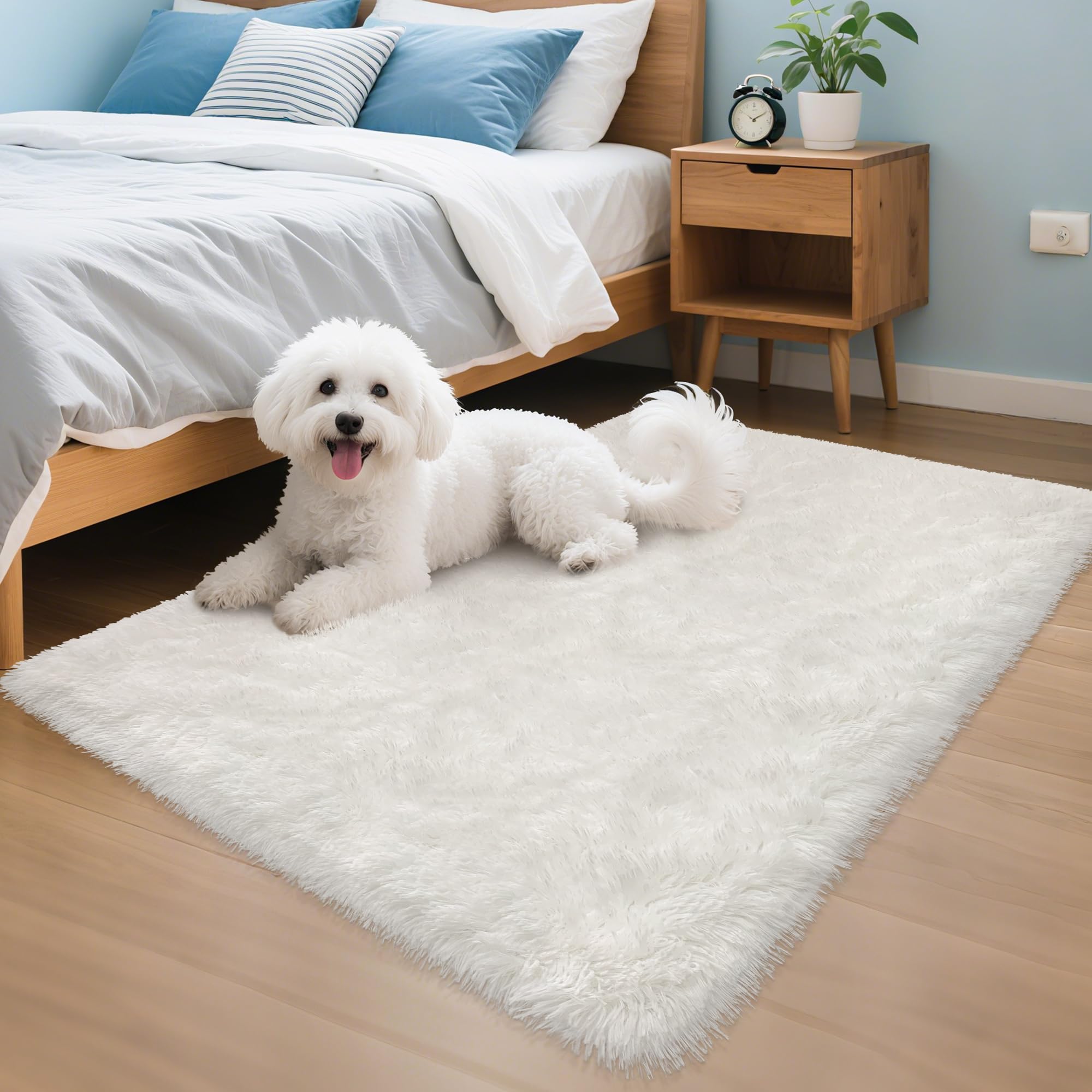 5x8 Ft Light Grey Large Area Rugs for Bedroom,Fluffy Furry Rug Floor Carpets Shaggy Playing Mat for Kids Baby Girls Room Nursery Home Decor Tie Dyed Gray Thick Rugs Fuzzy Home Decor