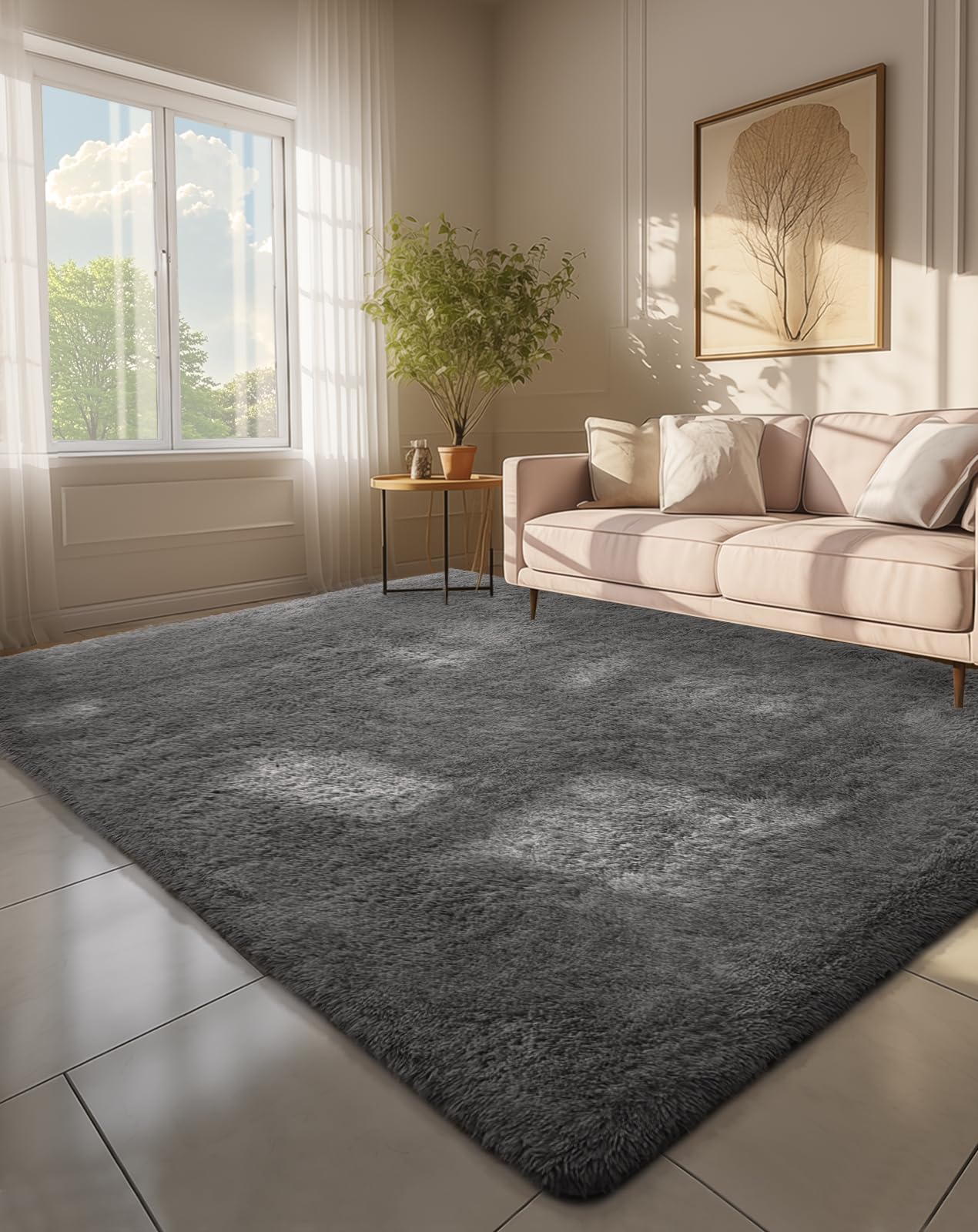 Ophanie Beige Rugs for Living Room Bedroom, 5x8 Fluffy Fuzzy Furry Carpet, Plush Soft Shaggy Bedside Indoor Floor Area Rug for Kids Girls Boys Baby Teen Dorm Nursery Home Decor Aesthetic