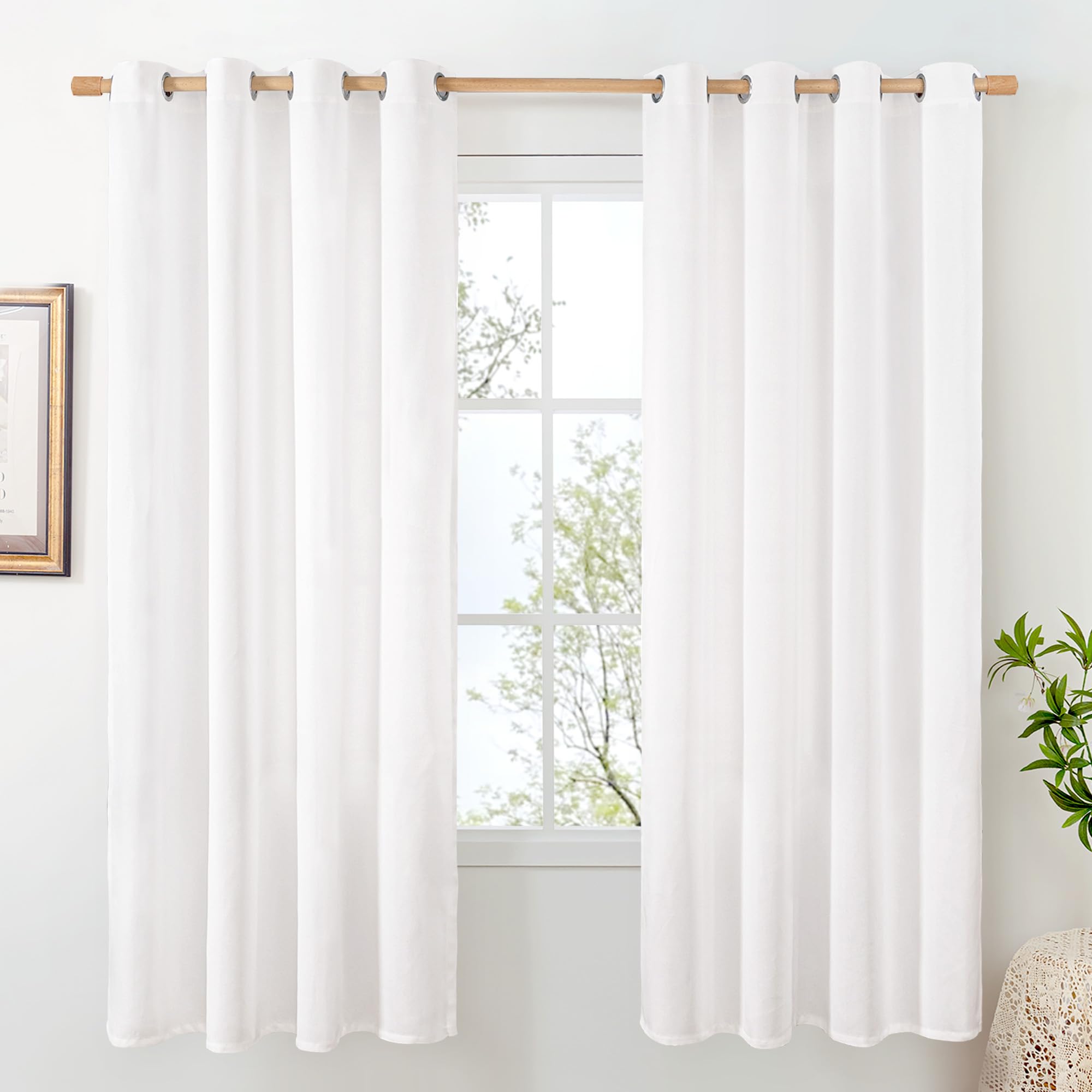BGment Linen Curtains 95 Inch Long for Living Room 2 Panels, Thick Textured Privacy Floor Length Window Drapes Non See Through for Bedroom Farmhouse Light Filtering Grommet Top, Each 52 Inch Wide