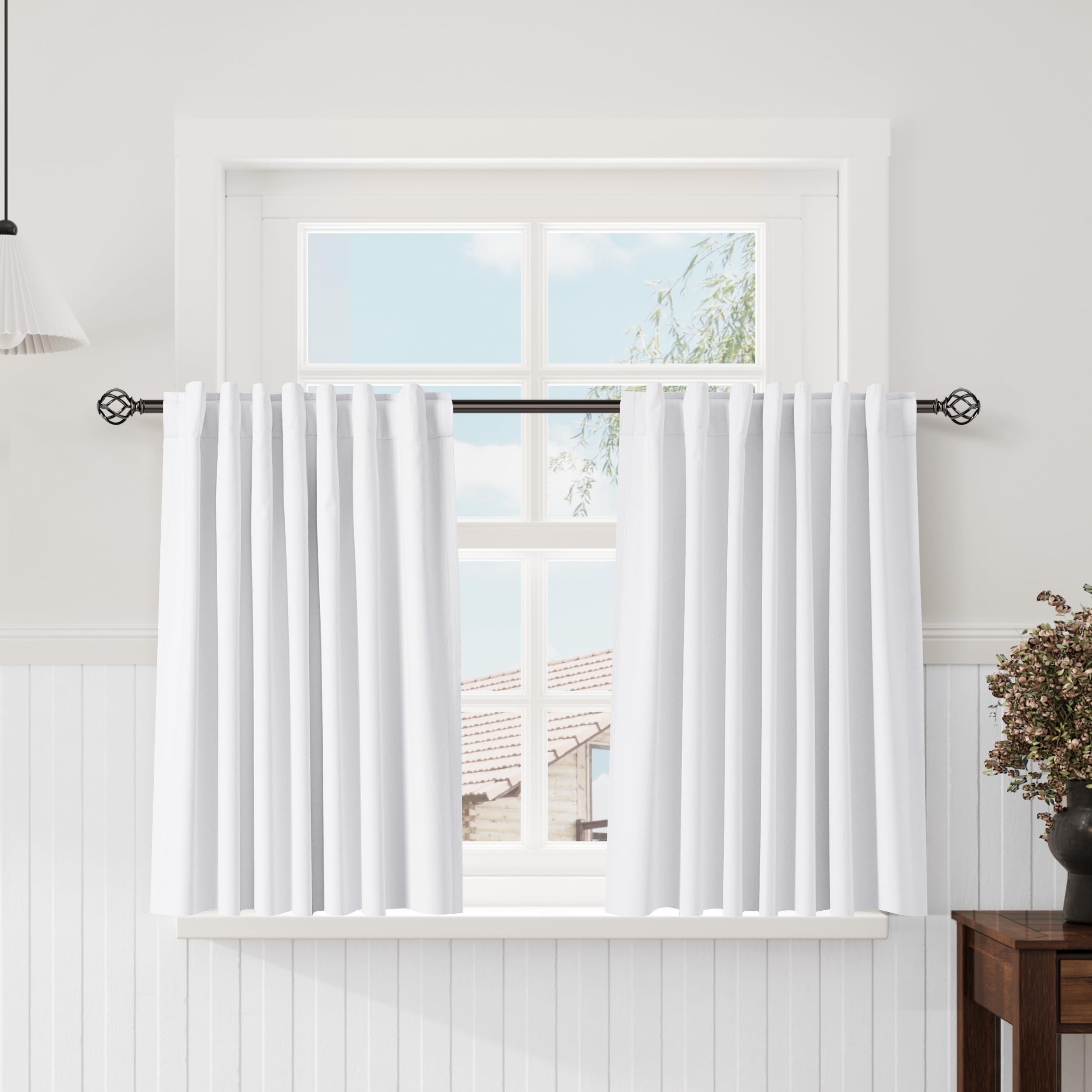 Nanspring Light Grey 100% Blackout Linen Curtains for Bedroom 90 Inches Long Back Tab Thermal Insulated Modern Luxury Simple Black Out Curtain for Living Room Dining Room Drapes 52x90, 2 Panels