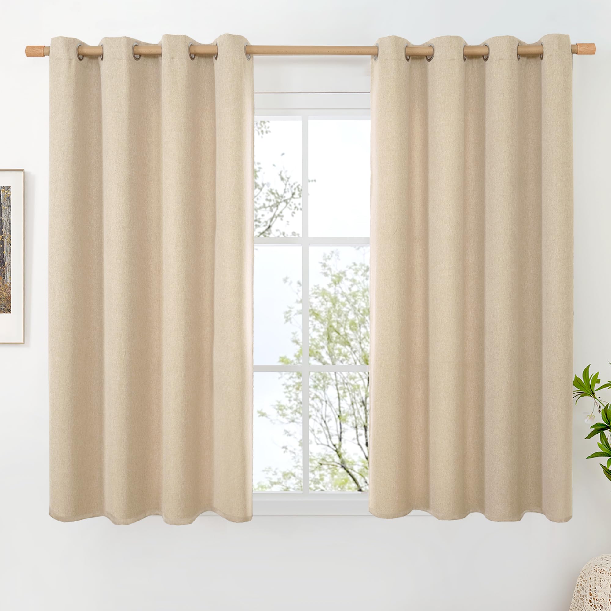 BGment Linen Curtains 95 Inch Long for Living Room 2 Panels, Thick Textured Privacy Floor Length Window Drapes Non See Through for Bedroom Farmhouse Light Filtering Grommet Top, Each 52 Inch Wide