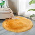 Luxury Faux Sheepskin Area Rugs Supersoft Fluffy Shaggy Round Floor Carpet Mat Decorative Throw Cover- Children Play Carpet for Living & Bedroom Sofa Light Pink, 5 ft Diameter