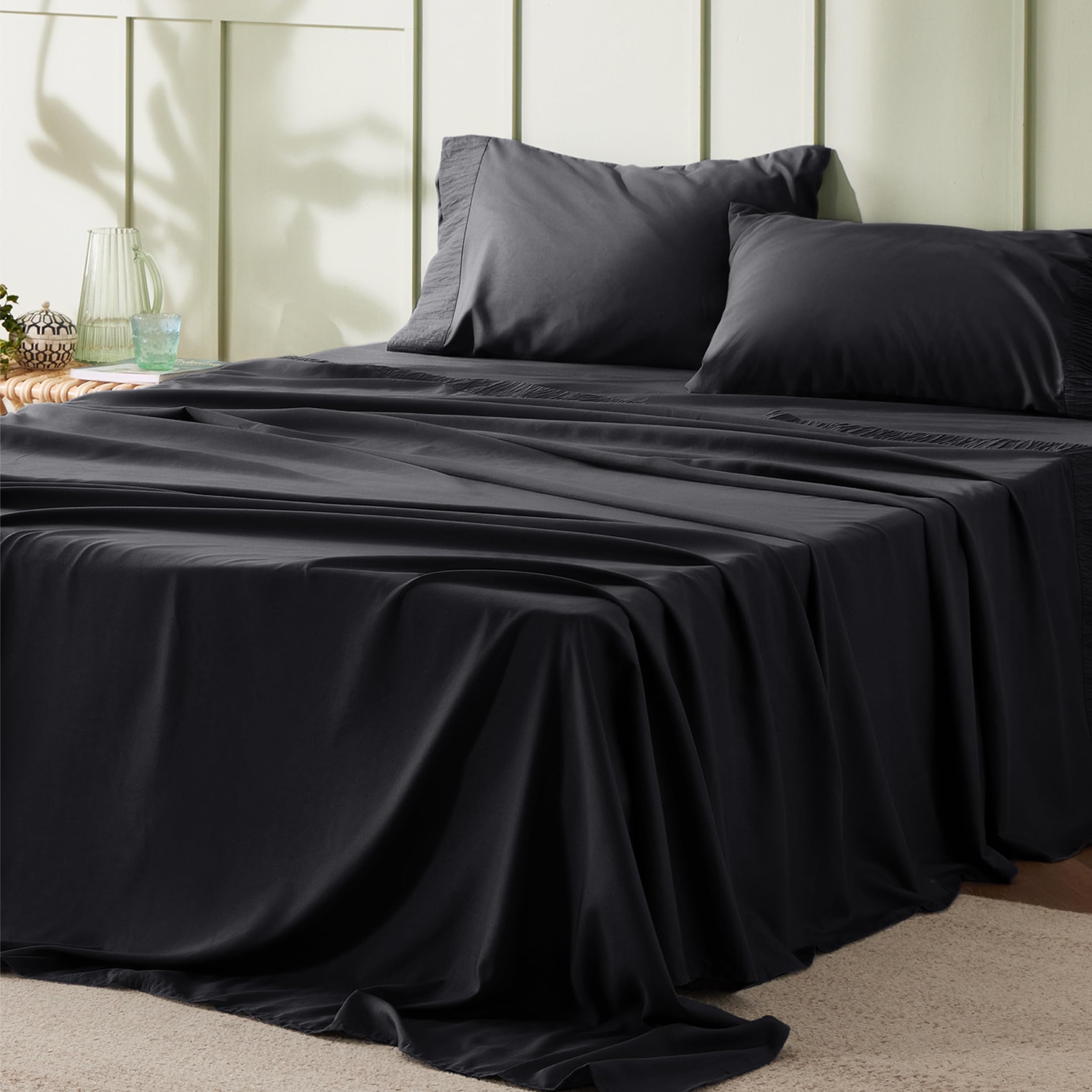 Bedsure King Size Sheets Set - 4 Pieces Soft King Sheets - Breathable & Cooling - Hotel Luxury - Easy Care Polyester Microfiber Bedding for Kids, Women, Men, Linen