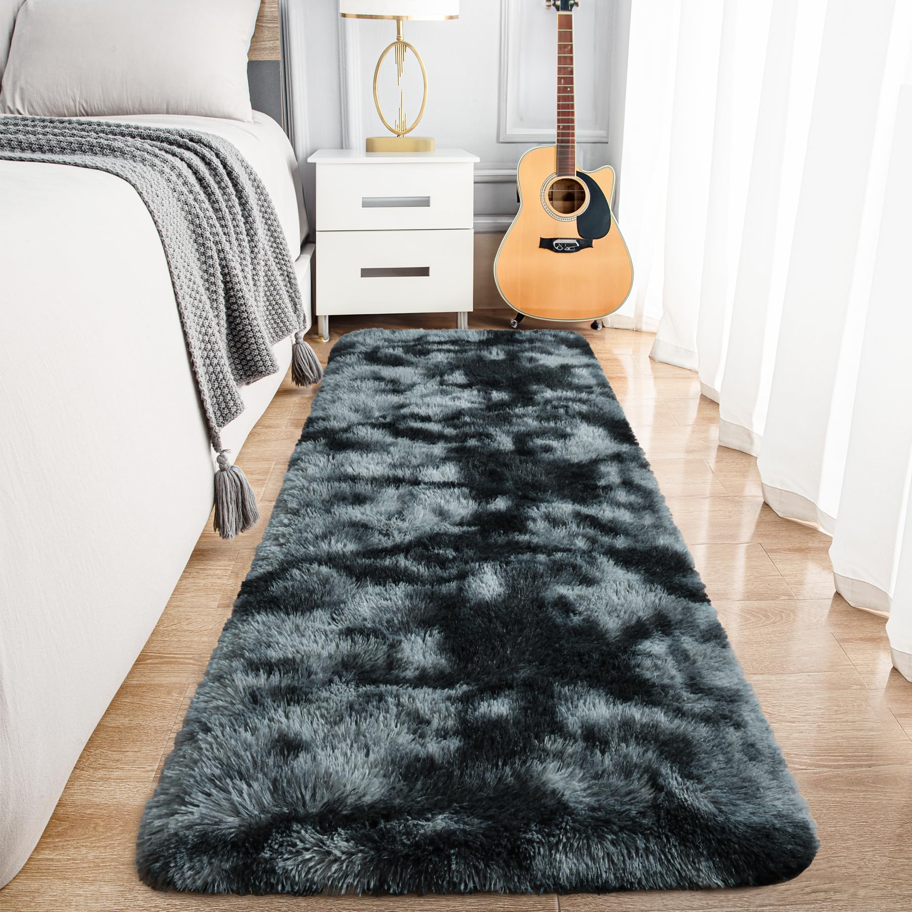 8x10 Extra Large Green Area Rug for Living Room Bedroom Dining Room, Fluffy Shag Soft Plush Furry Carpet Solid Color, Non-Slip Indoor Floor Mat for Kids Home Decor