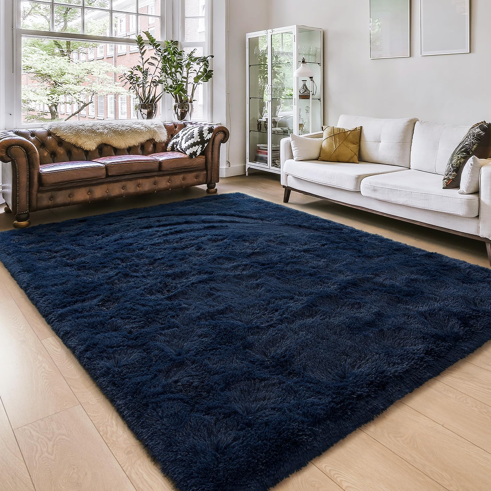 Amearea Yellow 6×9ft Soft Shag Rug, Non-slip Fluffy Carpet for Bedroom, Living Room & Nursery