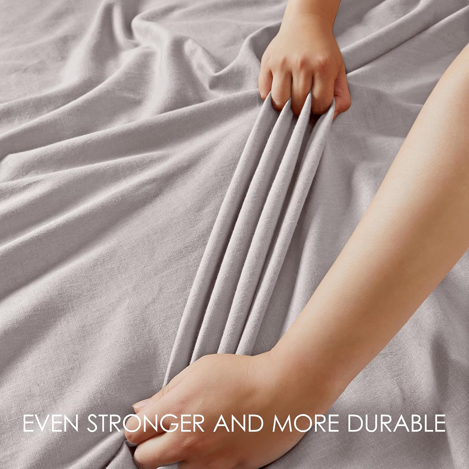100% French Linen Sheets Natural Linen Queen Size Sheets Set, Breathable and Durable for Hot Sleepers, 4 Pcs Bed Sheets with 16 Inch Deep Pocket - 1 Flat Sheet, 1 Fitted Sheet, 2 Pillowcases