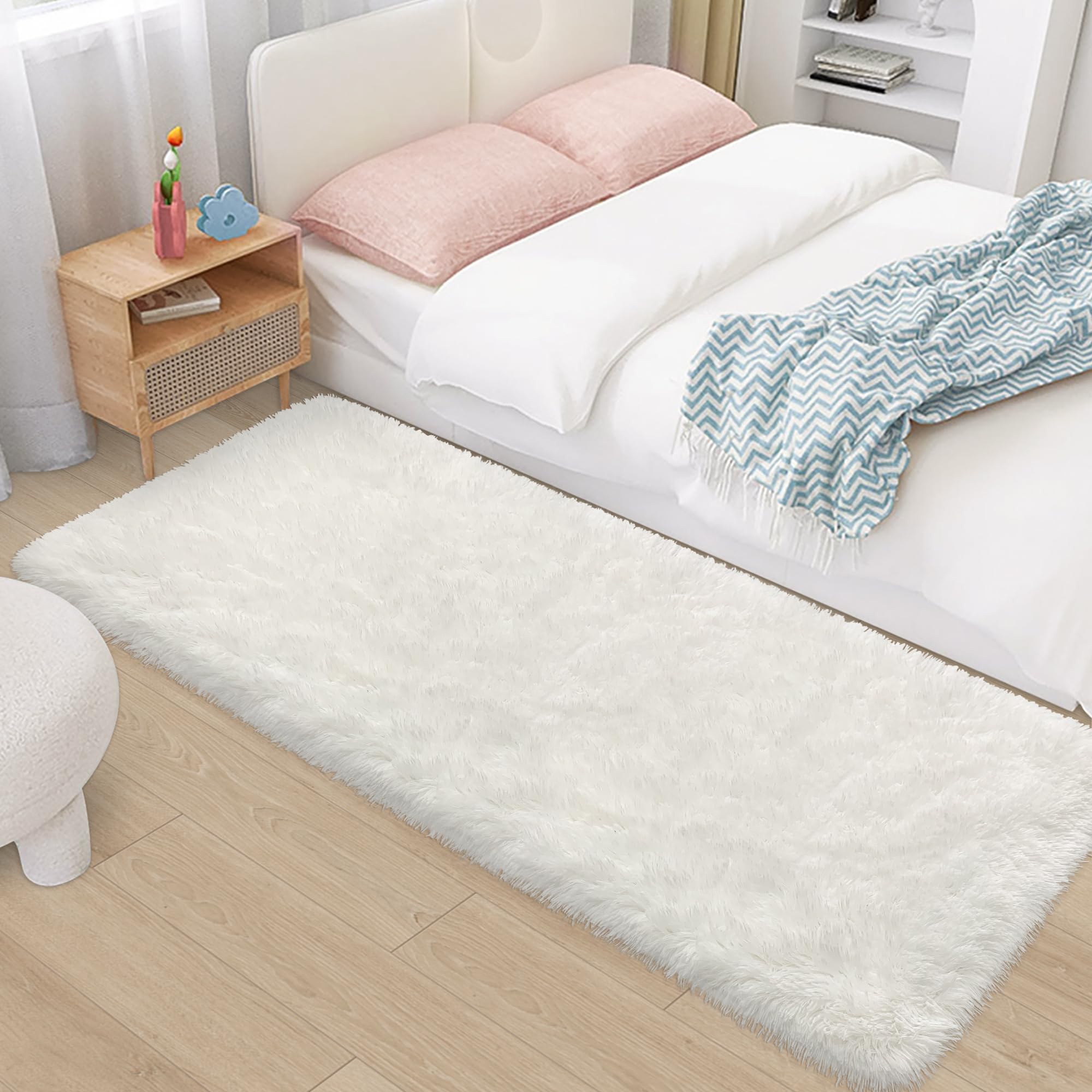 5x8 Ft Light Grey Large Area Rugs for Bedroom,Fluffy Furry Rug Floor Carpets Shaggy Playing Mat for Kids Baby Girls Room Nursery Home Decor Tie Dyed Gray Thick Rugs Fuzzy Home Decor