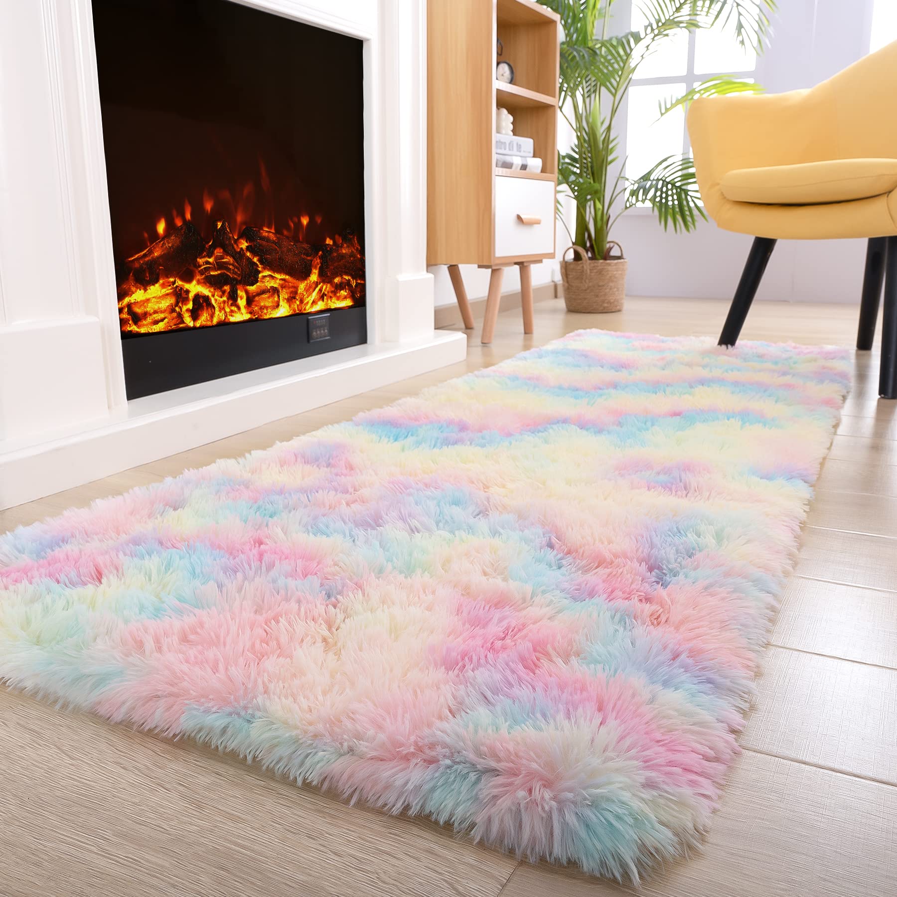 8x10 Extra Large Green Area Rug for Living Room Bedroom Dining Room, Fluffy Shag Soft Plush Furry Carpet Solid Color, Non-Slip Indoor Floor Mat for Kids Home Decor