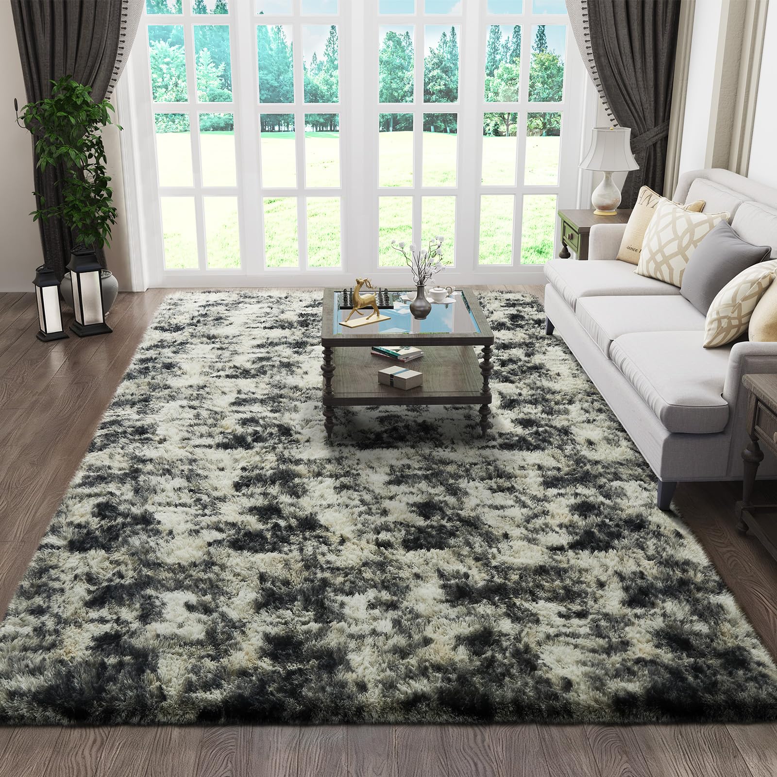 Ophanie Beige Rugs for Living Room Bedroom, 5x8 Fluffy Fuzzy Furry Carpet, Plush Soft Shaggy Bedside Indoor Floor Area Rug for Kids Girls Boys Baby Teen Dorm Nursery Home Decor Aesthetic