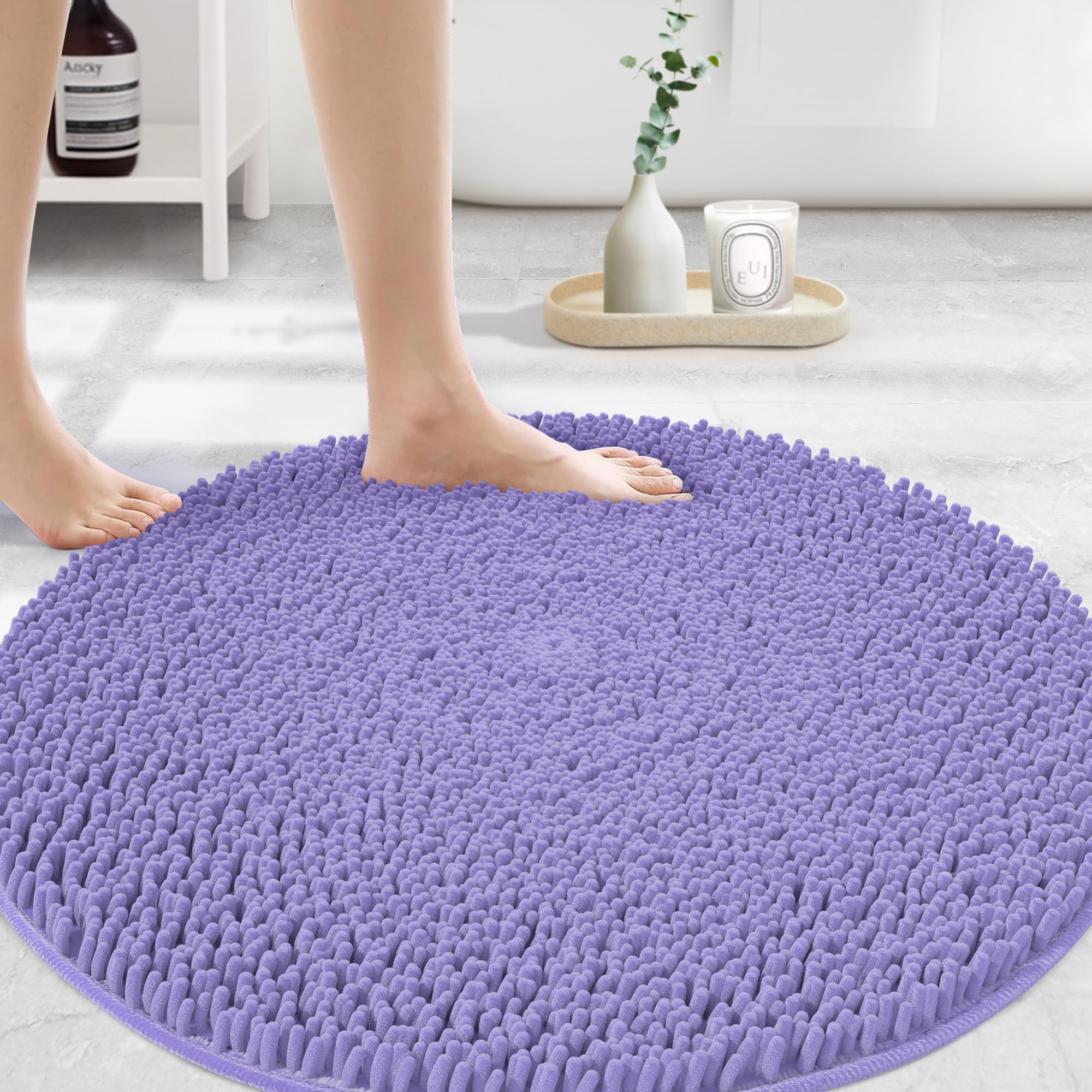 MAYSHINE Plush Shaggy Chenille Bath Mat | Extra Soft, Super Absorbent, Non-Slip Bathroom Rug | Fluffy Microfiber, Area Rug Sets for Bathroom Floor, Kitchen, Living Room | 59"x31" | Beige