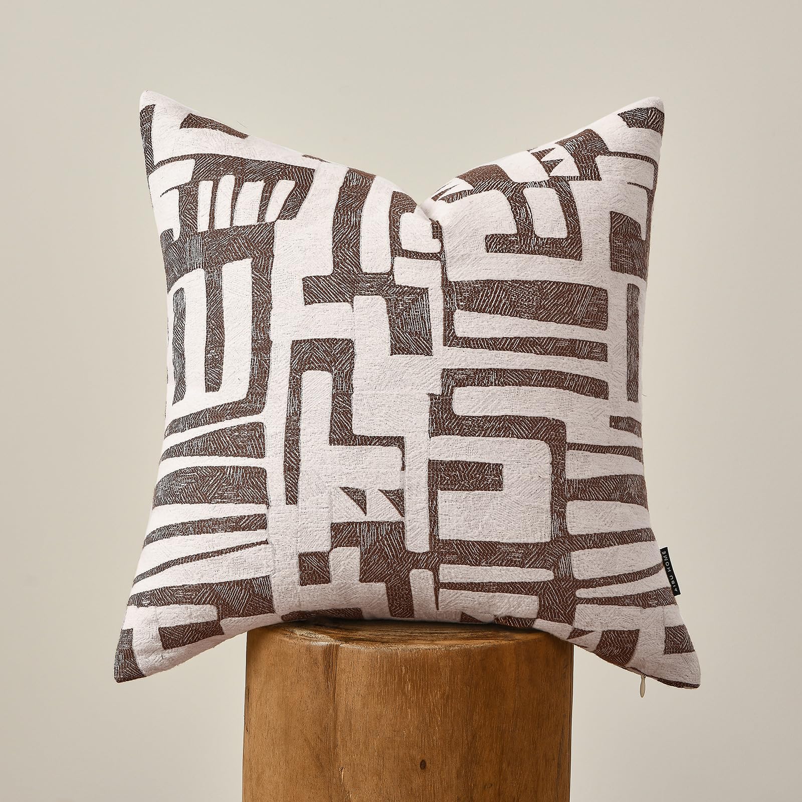 Luxury Zebra Lumbar Pillow Cover with Brown Tassel Trim, Zebra Pattern Jacquard Design Decorative Pillow Case for Sofa Bedroom Living Room, 12x20 Inch (Single Pack)