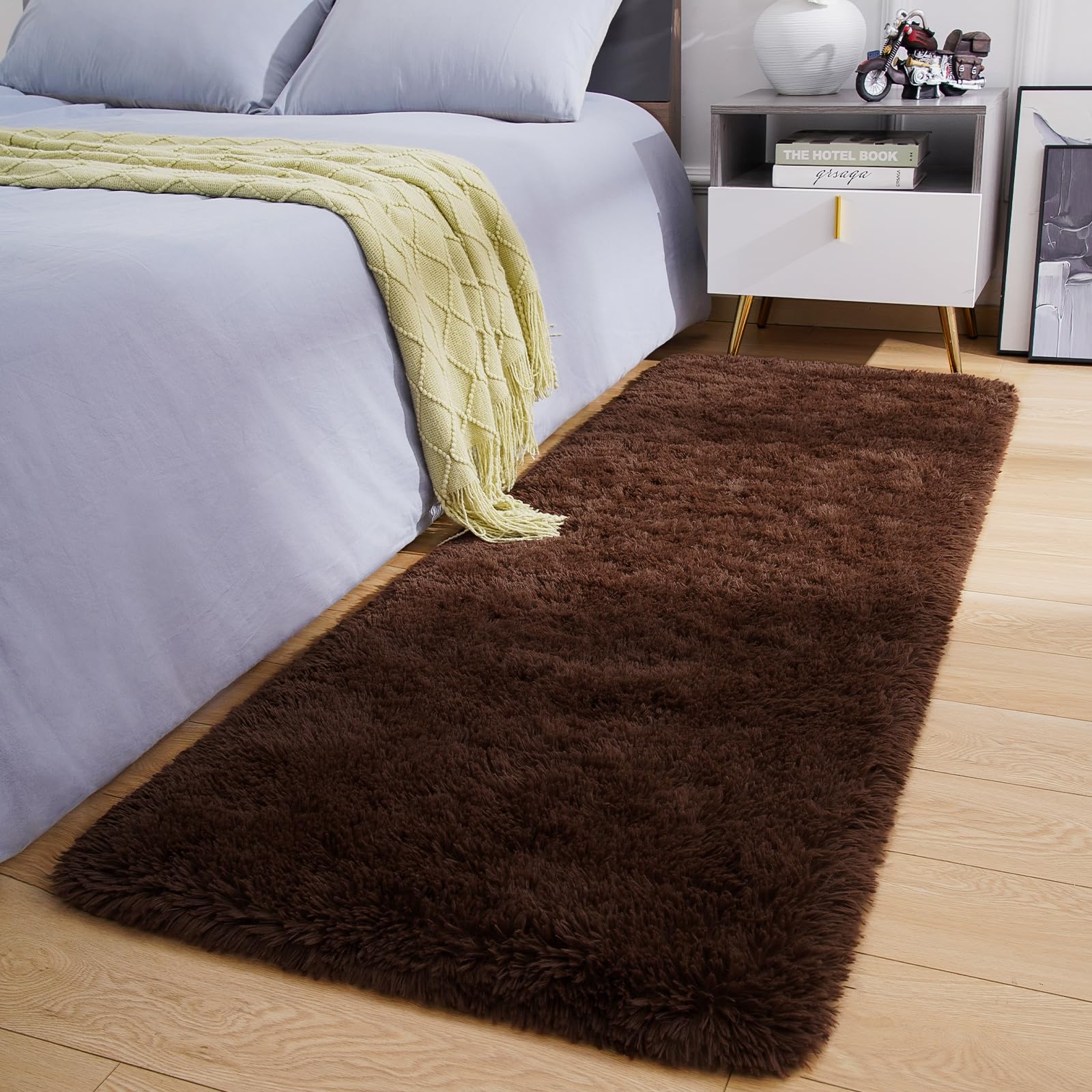 Amearea Yellow 6×9ft Soft Shag Rug, Non-slip Fluffy Carpet for Bedroom, Living Room & Nursery