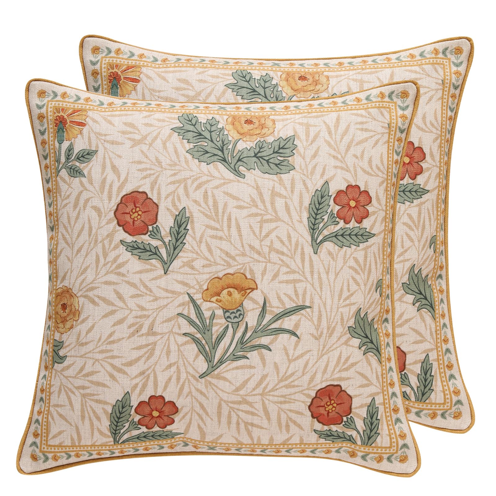 patdrea Designer Throw Pillow Covers for Couch 18"x18",Vintage Linen Pillows Cover with Cheetah Pattern and Luxury Pendant,Farmhouse Decorative Pillowcases for Bed Living Room Outdoor Set of 2
