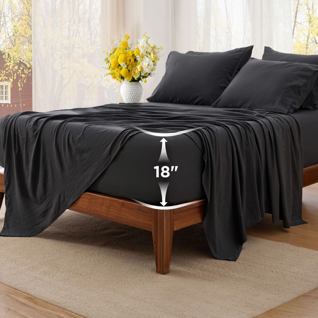 Bedsure Deep Pocket King Sheet Set - 6 Piece, Prewashed Ultra-Soft King Size Sheets Set, Fits Mattresses Up to 18 Inches Thick, Breathable & Secure Fit, Hotel Luxury Bedding, Linen