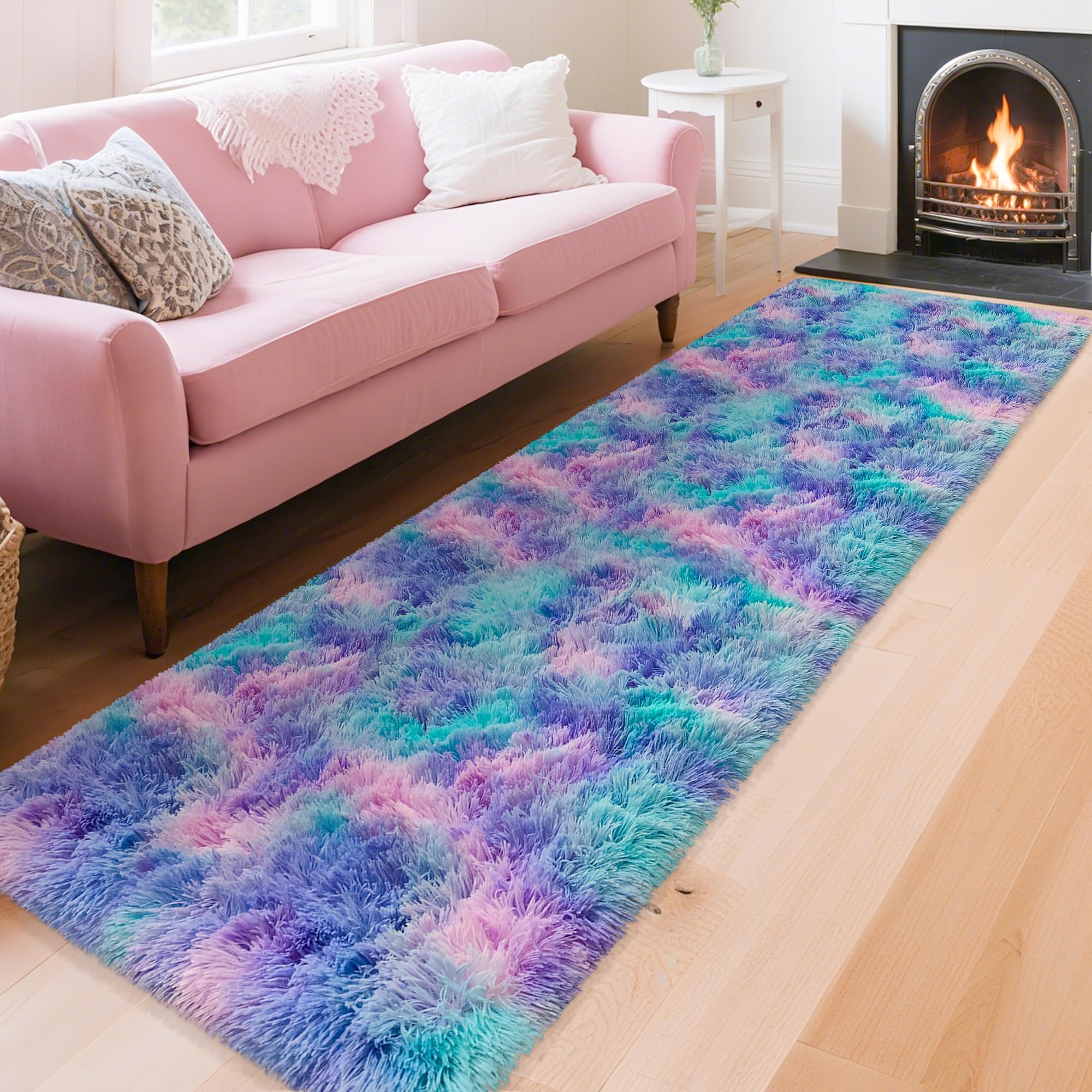 5x8 Ft Light Grey Large Area Rugs for Bedroom,Fluffy Furry Rug Floor Carpets Shaggy Playing Mat for Kids Baby Girls Room Nursery Home Decor Tie Dyed Gray Thick Rugs Fuzzy Home Decor