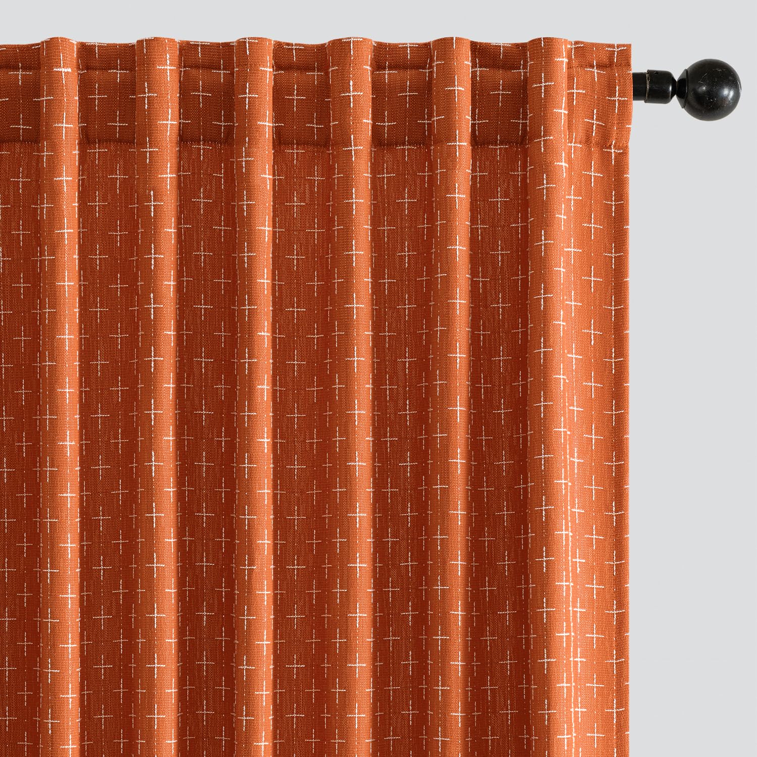 MIULEE Decorative Back Tab Linen Curtains with Geometric Pattern for Living Room Bedroom Farmhouse Rustic Thick Woven Textured Patterned Floor to Ceiling Drapes 102 Inch Long 2 Panels, Dark Grey