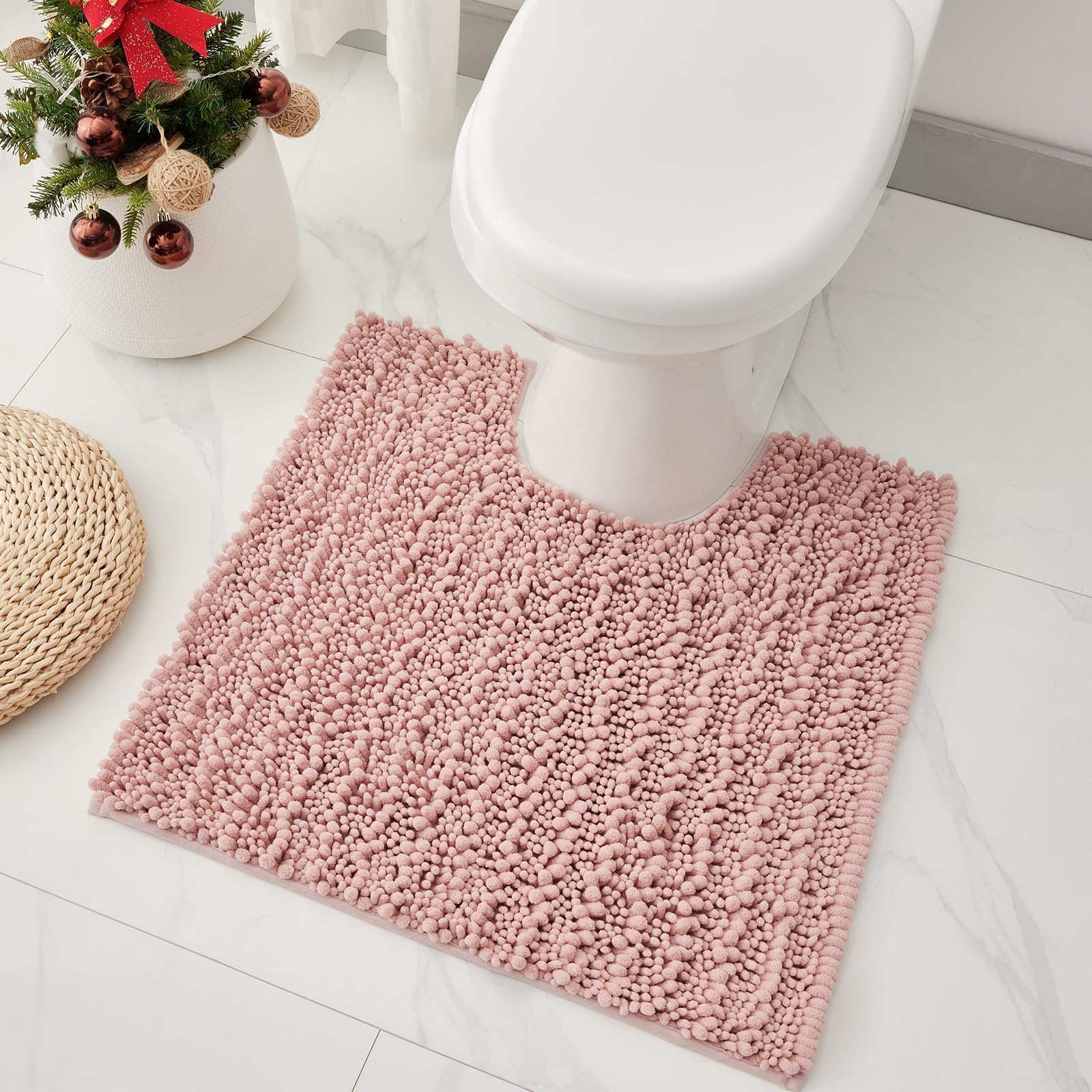 Bathroom Rugs Non Slip Washable 70x24, Extra Thick Soft Chenille Absorbent Bath Mat, High Density Barrier Non Slip Backing, Quick Dry Plush Shaggy Floor Carpet for Tub&Shower, White
