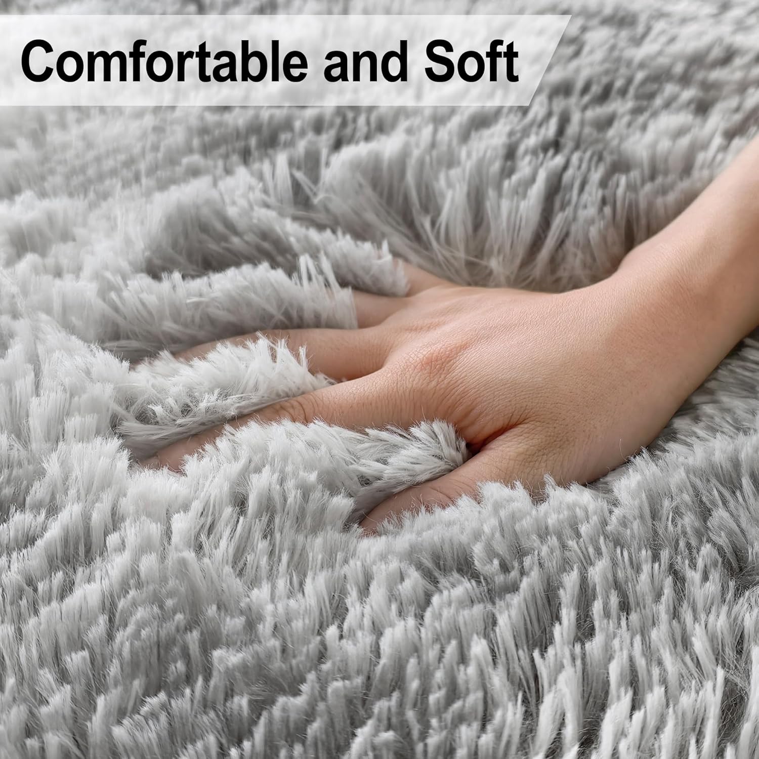 5x8 Ft Light Grey Large Area Rugs for Bedroom,Fluffy Furry Rug Floor Carpets Shaggy Playing Mat for Kids Baby Girls Room Nursery Home Decor Tie Dyed Gray Thick Rugs Fuzzy Home Decor
