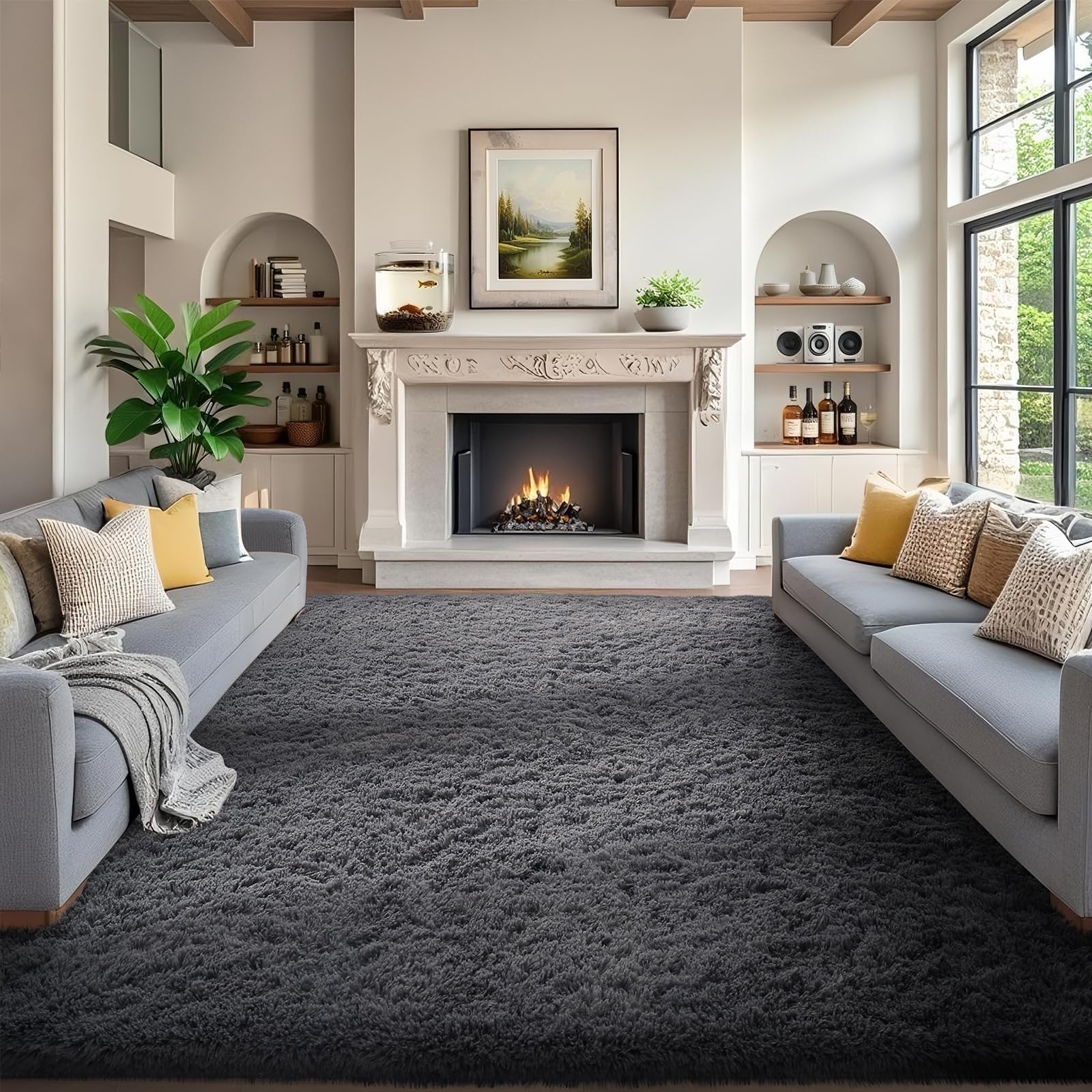 Ophanie Beige Rugs for Living Room Bedroom, 5x8 Fluffy Fuzzy Furry Carpet, Plush Soft Shaggy Bedside Indoor Floor Area Rug for Kids Girls Boys Baby Teen Dorm Nursery Home Decor Aesthetic