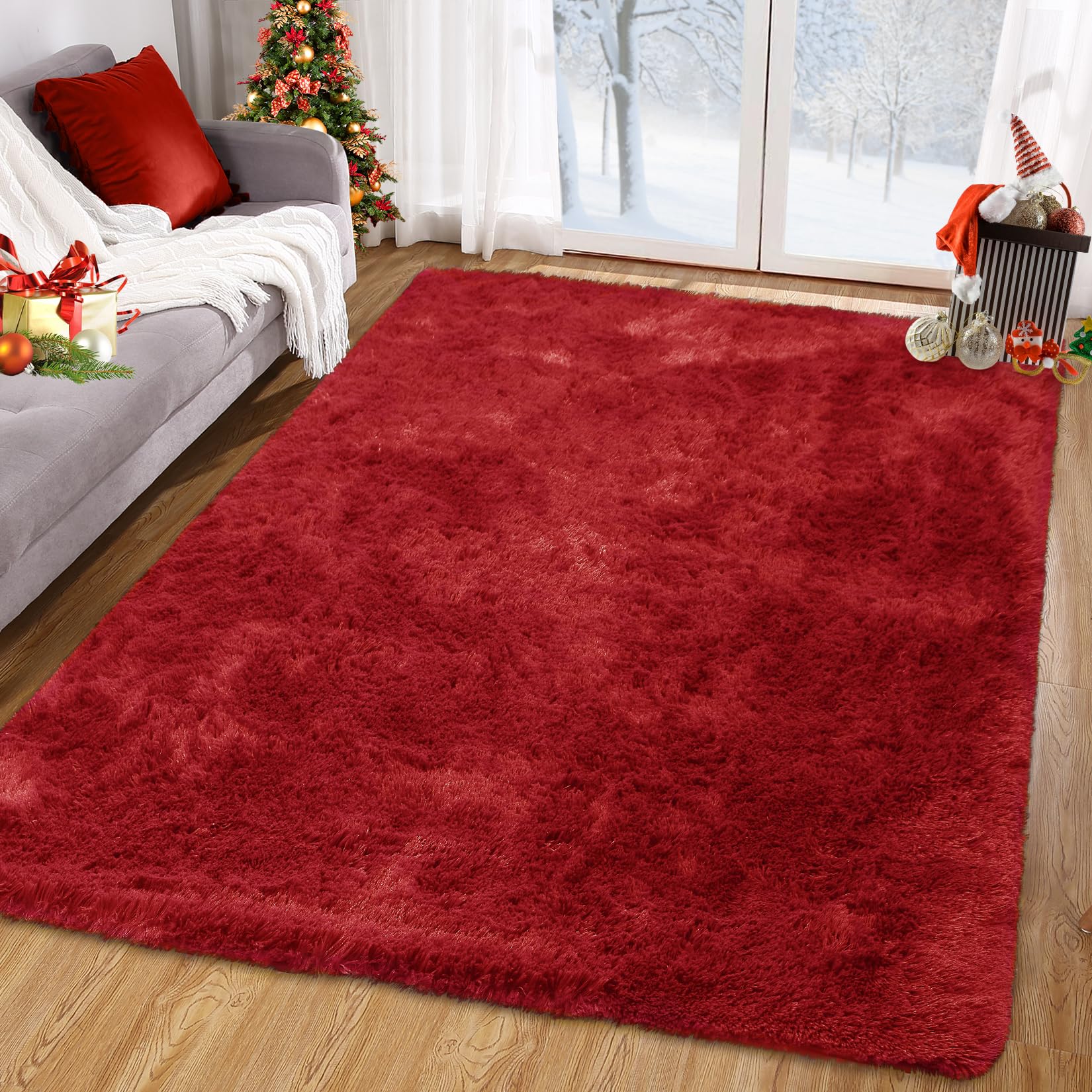 CAROMIO 10x13 Fluffy Area Rugs Extra Large Plush and Thick Faux Fur Shag Rug for Living Room Non-Slip Non-Shedding Accent Rug Carpet for Bedroom, Fuzzy Shaggy Rugs for Kids Nursery Dorm, Black