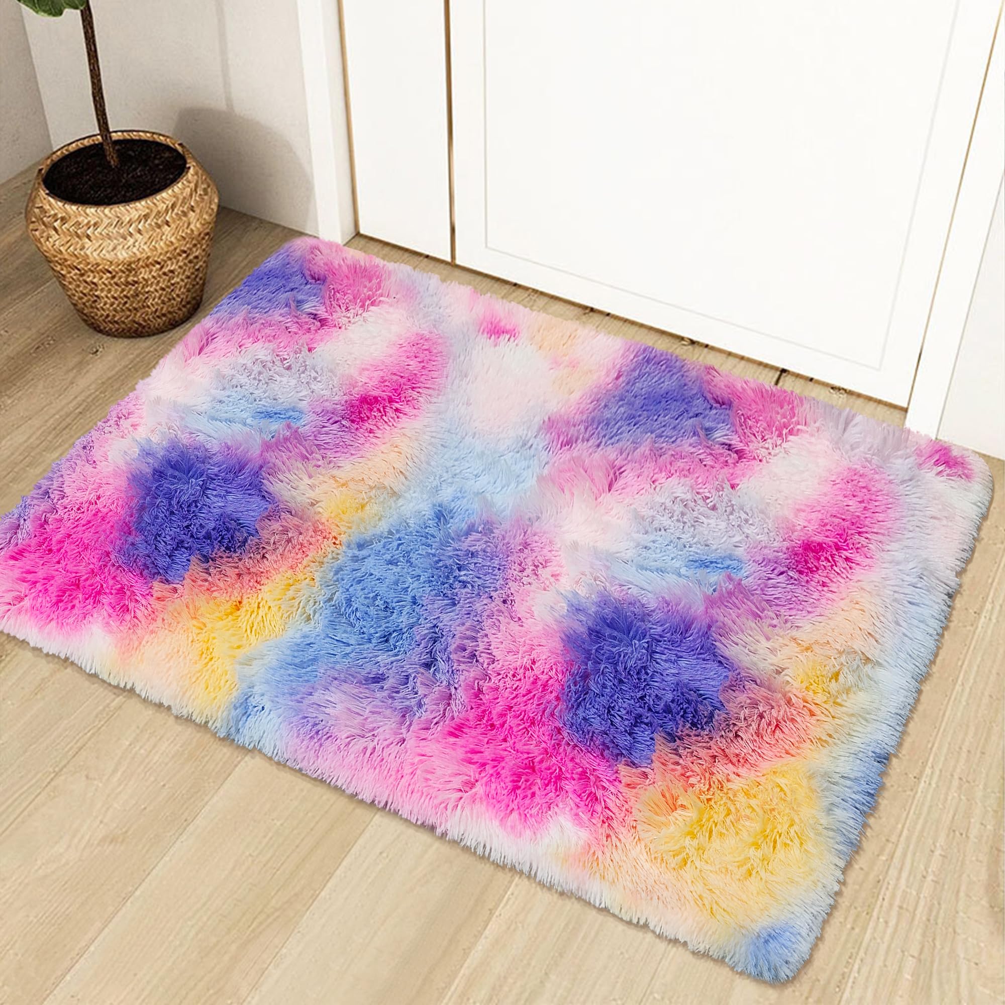 5x8 Ft Light Grey Large Area Rugs for Bedroom,Fluffy Furry Rug Floor Carpets Shaggy Playing Mat for Kids Baby Girls Room Nursery Home Decor Tie Dyed Gray Thick Rugs Fuzzy Home Decor