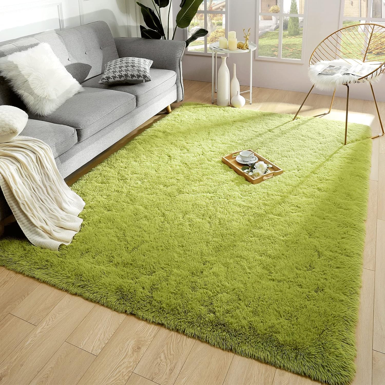 Merelax Soft Modern Indoor Shaggy Area Rug for Bedroom Livingroom Dorm Kids Room Home Decorative, Non-Slip Plush Fluffy Furry Fur Rugs Comfy Nursery Accent Floor Carpet 2x3 Feet, Black