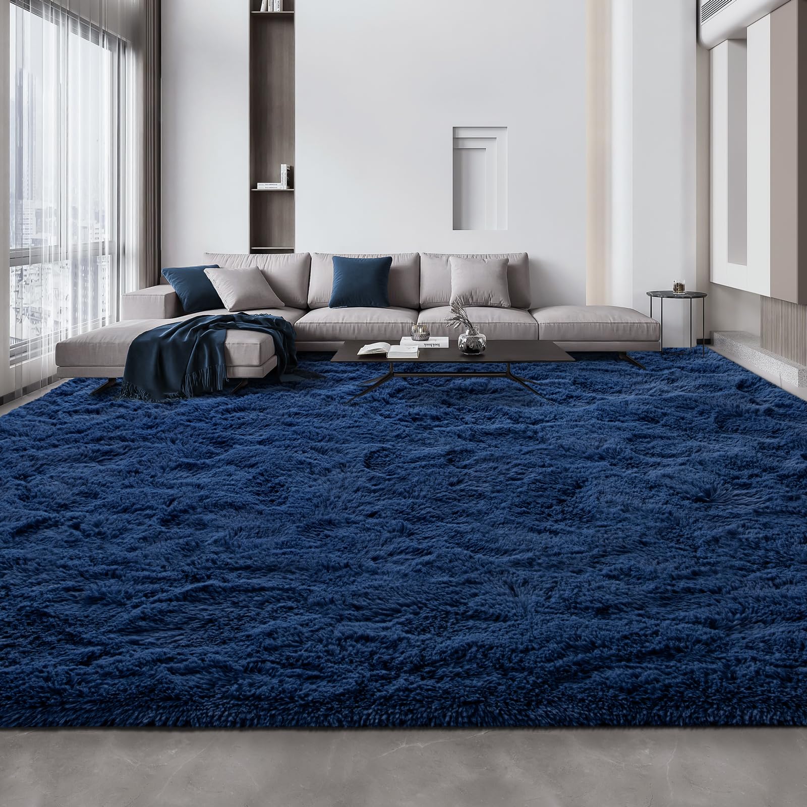 Deerhoo Large Shag Area Rugs 5 x 8, Tie-Dyed Plush Fuzzy Rugs for Living Room, Ultra Soft Fluffy Furry Rug for Bedroom, Indoor Carpet Nursery Rugs for Kids Room Home Decor, Purple