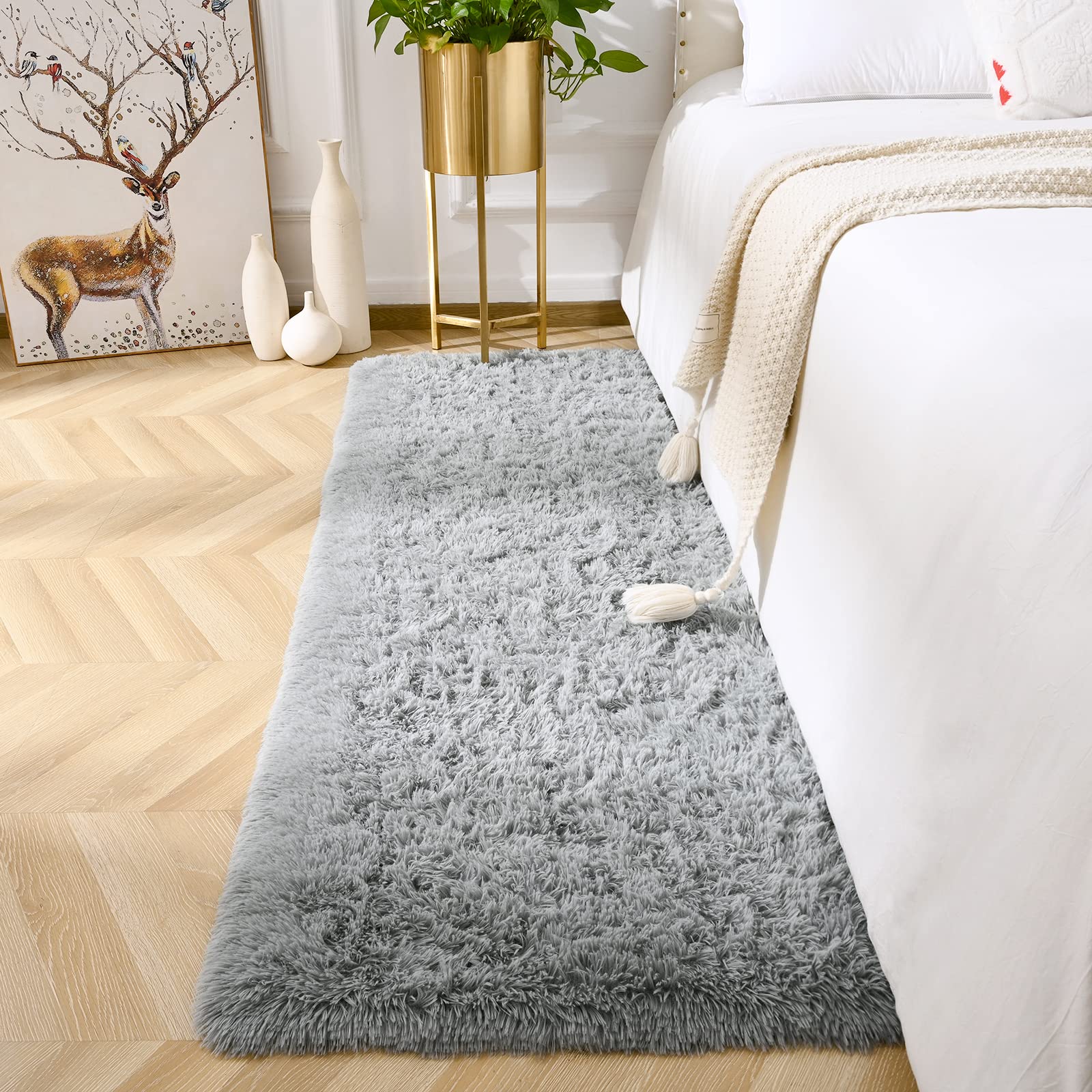 Amearea Yellow 6×9ft Soft Shag Rug, Non-slip Fluffy Carpet for Bedroom, Living Room & Nursery