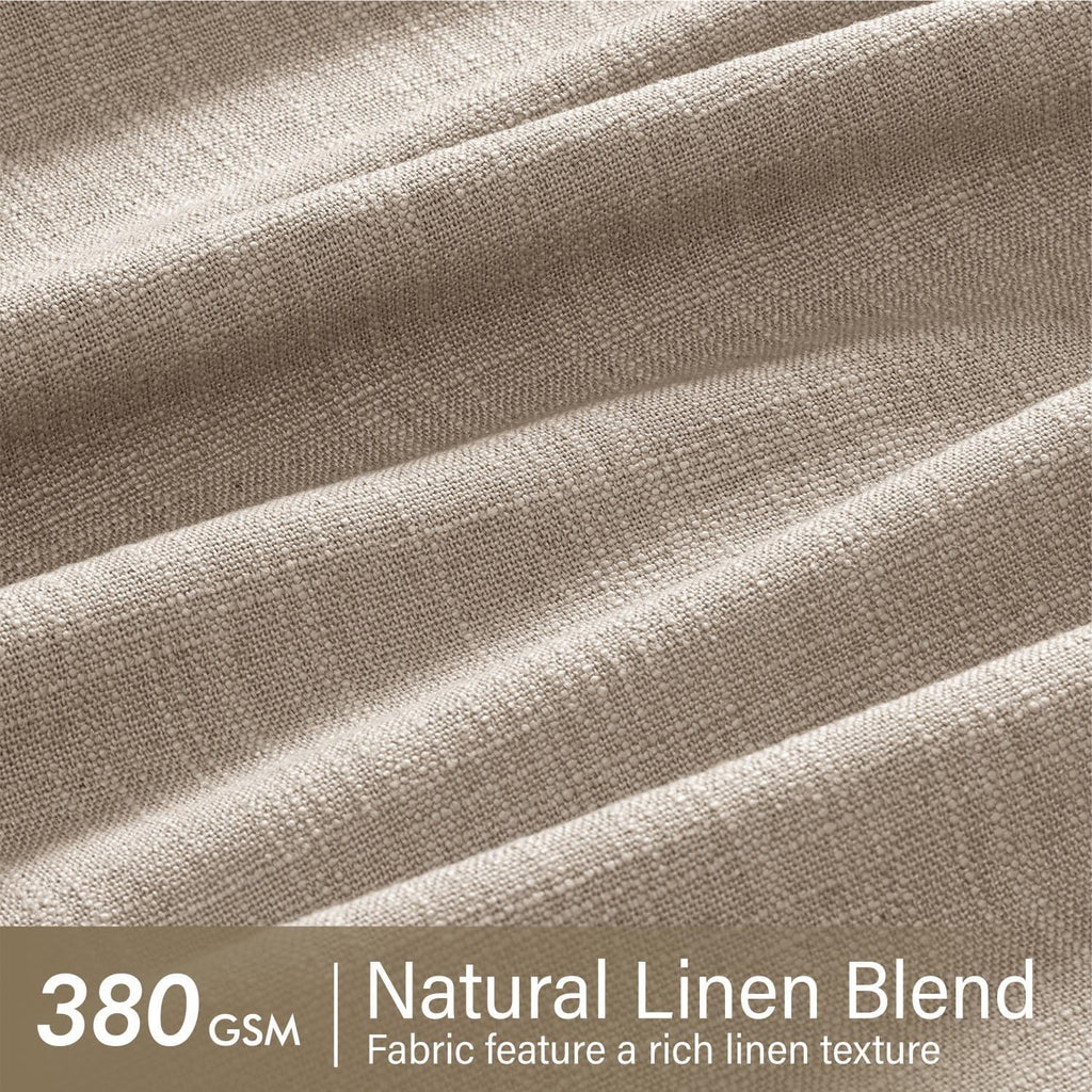 MIULEE Pinch Pleated Thick Linen Curtains 90 Inches Long 2 Panels for Living Room Bedroom, Linen Texture Memory Trained Drapes Pinch Pleat Rustic Farmhouse Window Curtains with Hooks&Rings, Taupe
