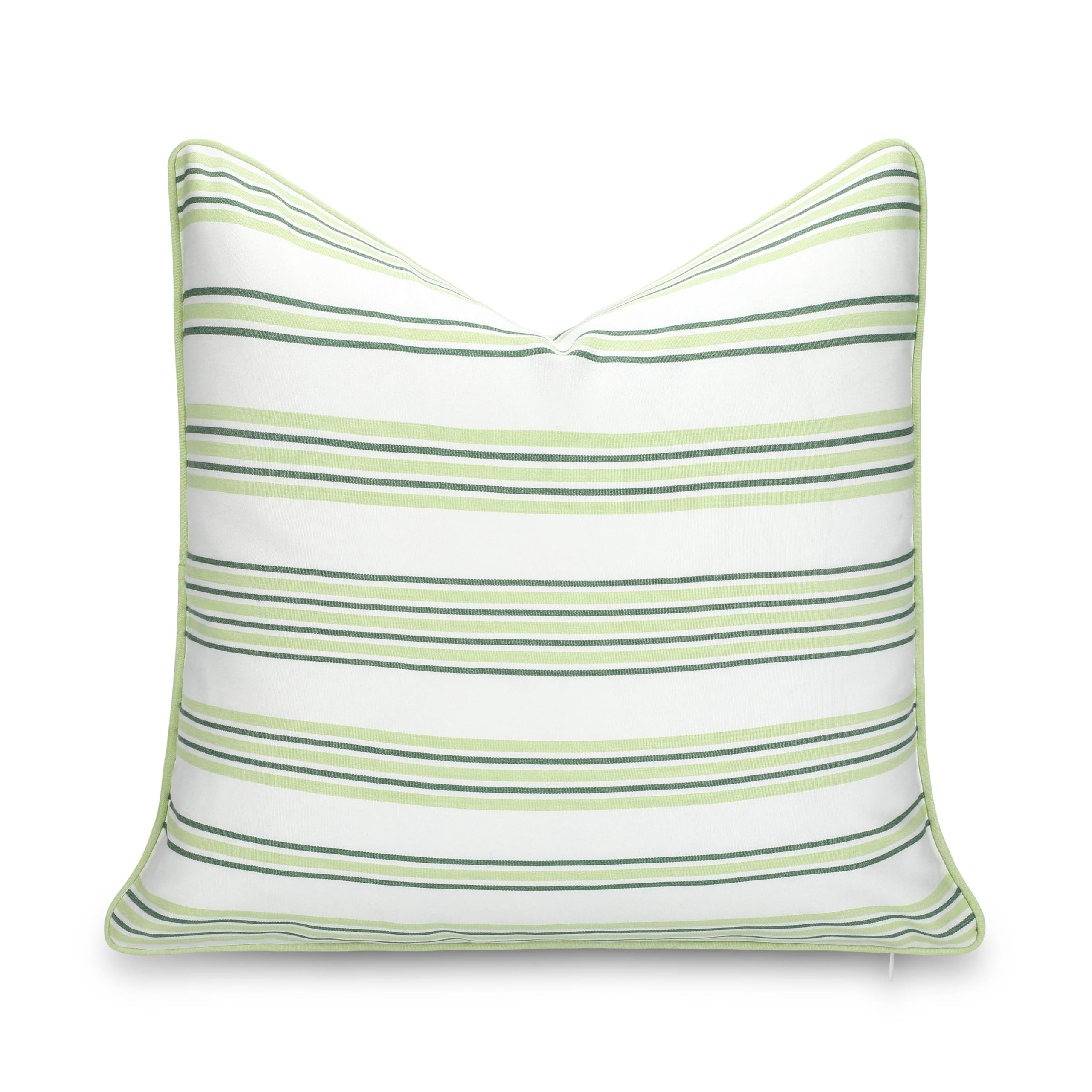 Hofdeco Premium Coastal Hampton Outdoor Performance Throw Pillow Cover Only, 20"x20" Water Repellent, UV and Fade Resistant for Backyard, Couch, Poolside, Indigo Azure Blue Woven Harbor Stripes