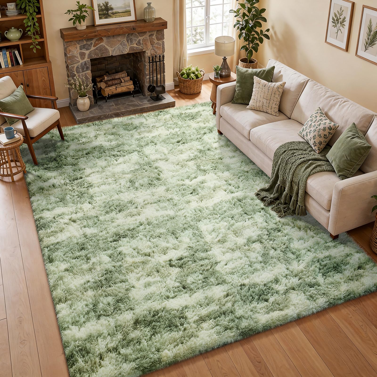 Ophanie Beige Rugs for Living Room Bedroom, 5x8 Fluffy Fuzzy Furry Carpet, Plush Soft Shaggy Bedside Indoor Floor Area Rug for Kids Girls Boys Baby Teen Dorm Nursery Home Decor Aesthetic