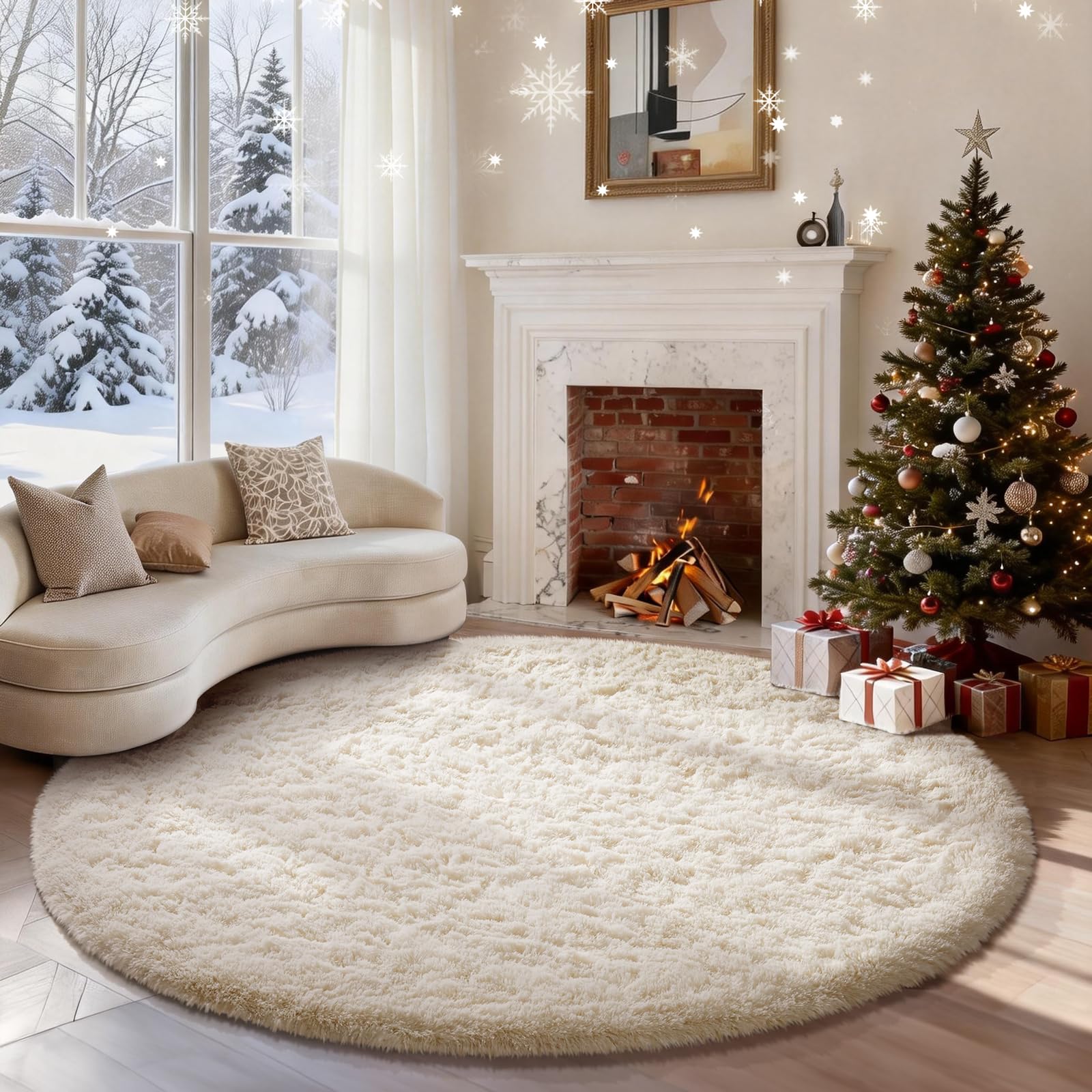 Ophanie Beige Rugs for Living Room Bedroom, 5x8 Fluffy Fuzzy Furry Carpet, Plush Soft Shaggy Bedside Indoor Floor Area Rug for Kids Girls Boys Baby Teen Dorm Nursery Home Decor Aesthetic