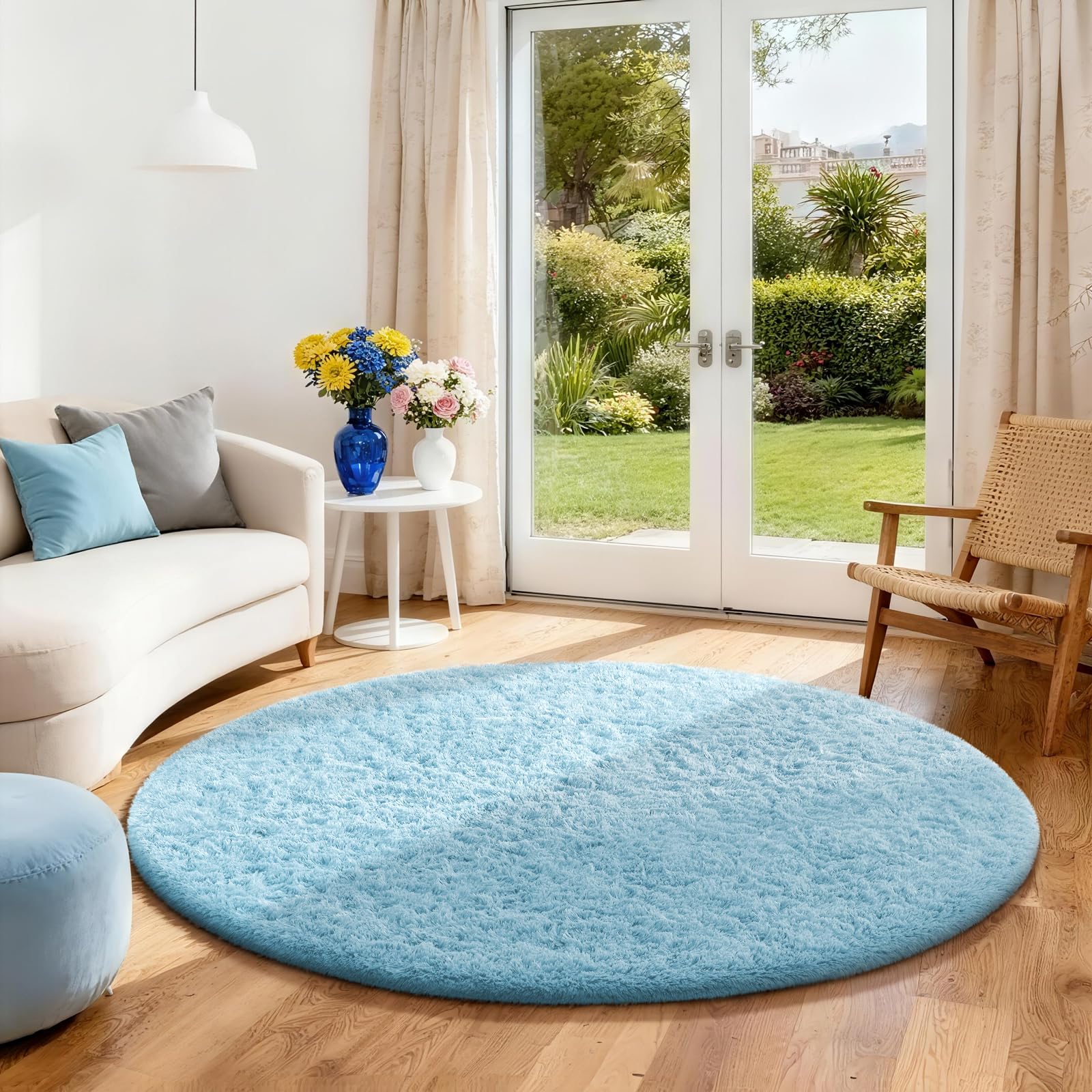 Ophanie Beige Rugs for Living Room Bedroom, 5x8 Fluffy Fuzzy Furry Carpet, Plush Soft Shaggy Bedside Indoor Floor Area Rug for Kids Girls Boys Baby Teen Dorm Nursery Home Decor Aesthetic