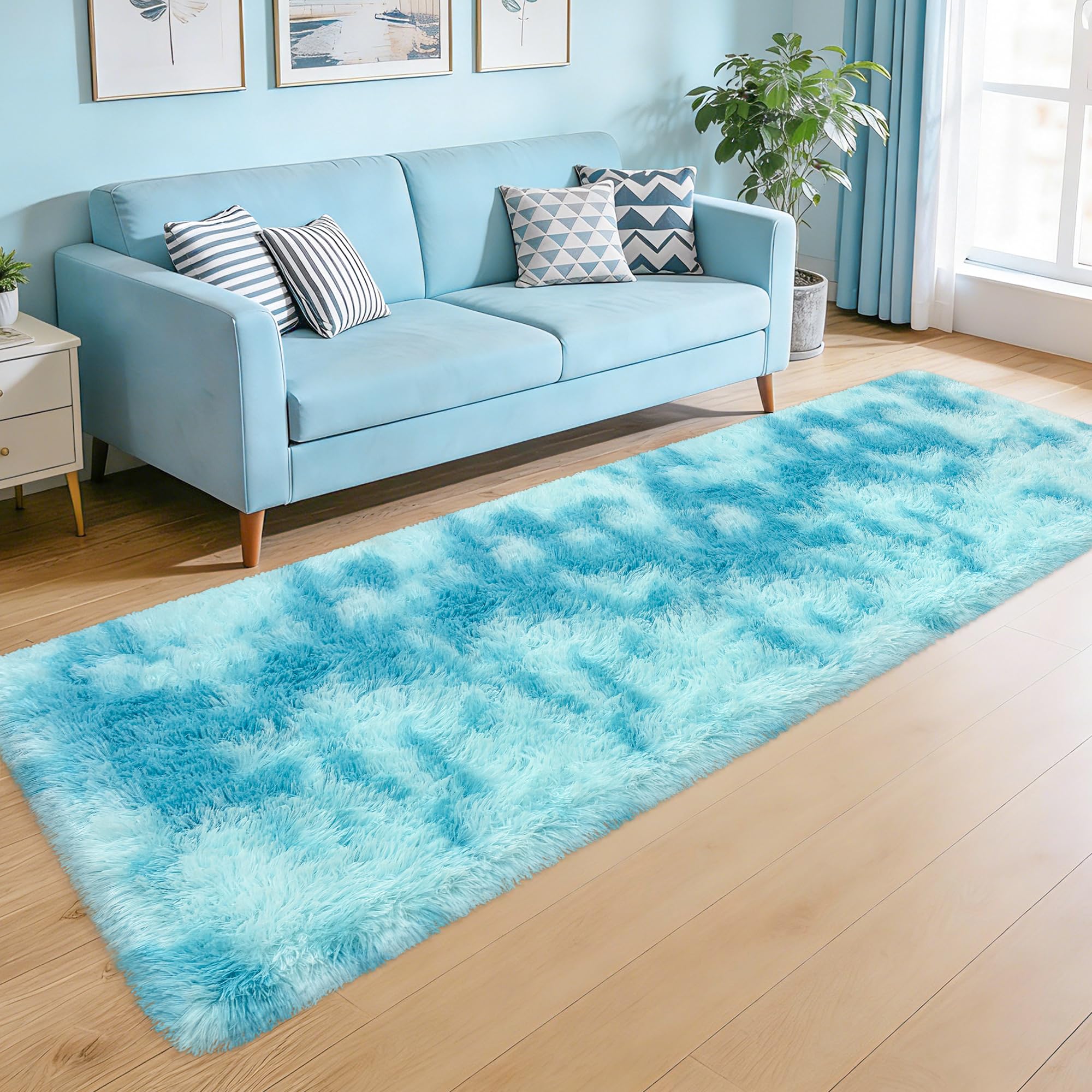 5x8 Ft Light Grey Large Area Rugs for Bedroom,Fluffy Furry Rug Floor Carpets Shaggy Playing Mat for Kids Baby Girls Room Nursery Home Decor Tie Dyed Gray Thick Rugs Fuzzy Home Decor