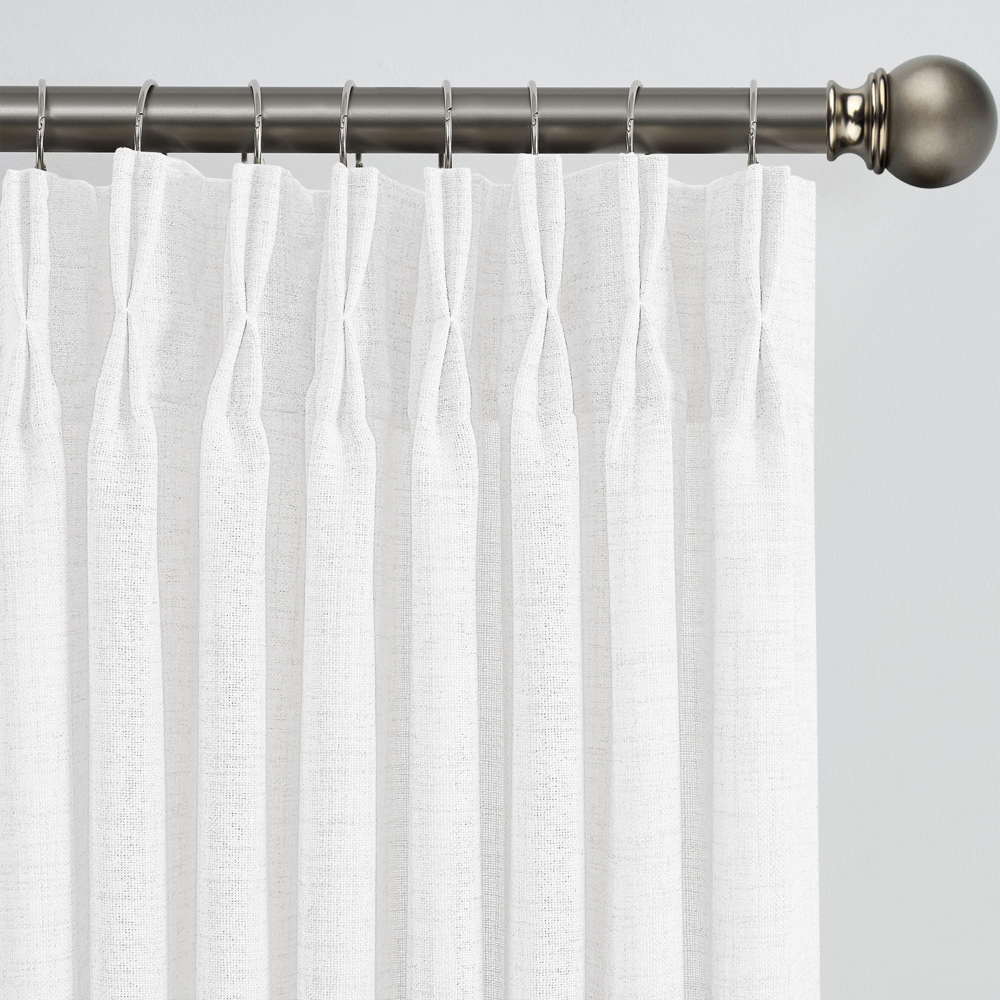 RAIN CITY 102 Inch Curtains Pinch Pleated 2 Panels Set, Back Tab with Hooks Semi Sheer Linen Curtains for Living Room Primitive Window Drapes for Sliding Door Sand Beach Decor 42 Each Wide
