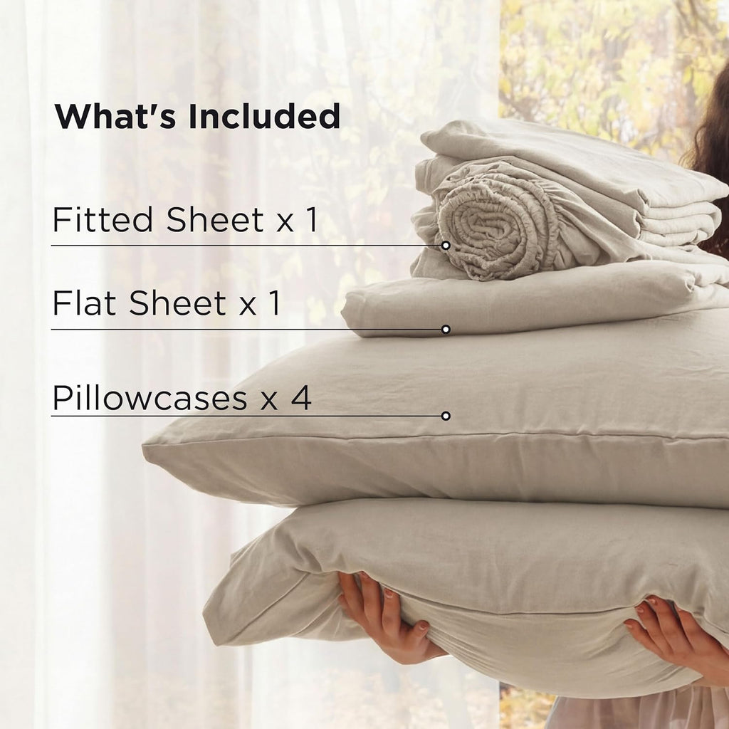 Bedsure Deep Pocket King Sheet Set - 6 Piece, Prewashed Ultra-Soft King Size Sheets Set, Fits Mattresses Up to 18 Inches Thick, Breathable & Secure Fit, Hotel Luxury Bedding, Linen