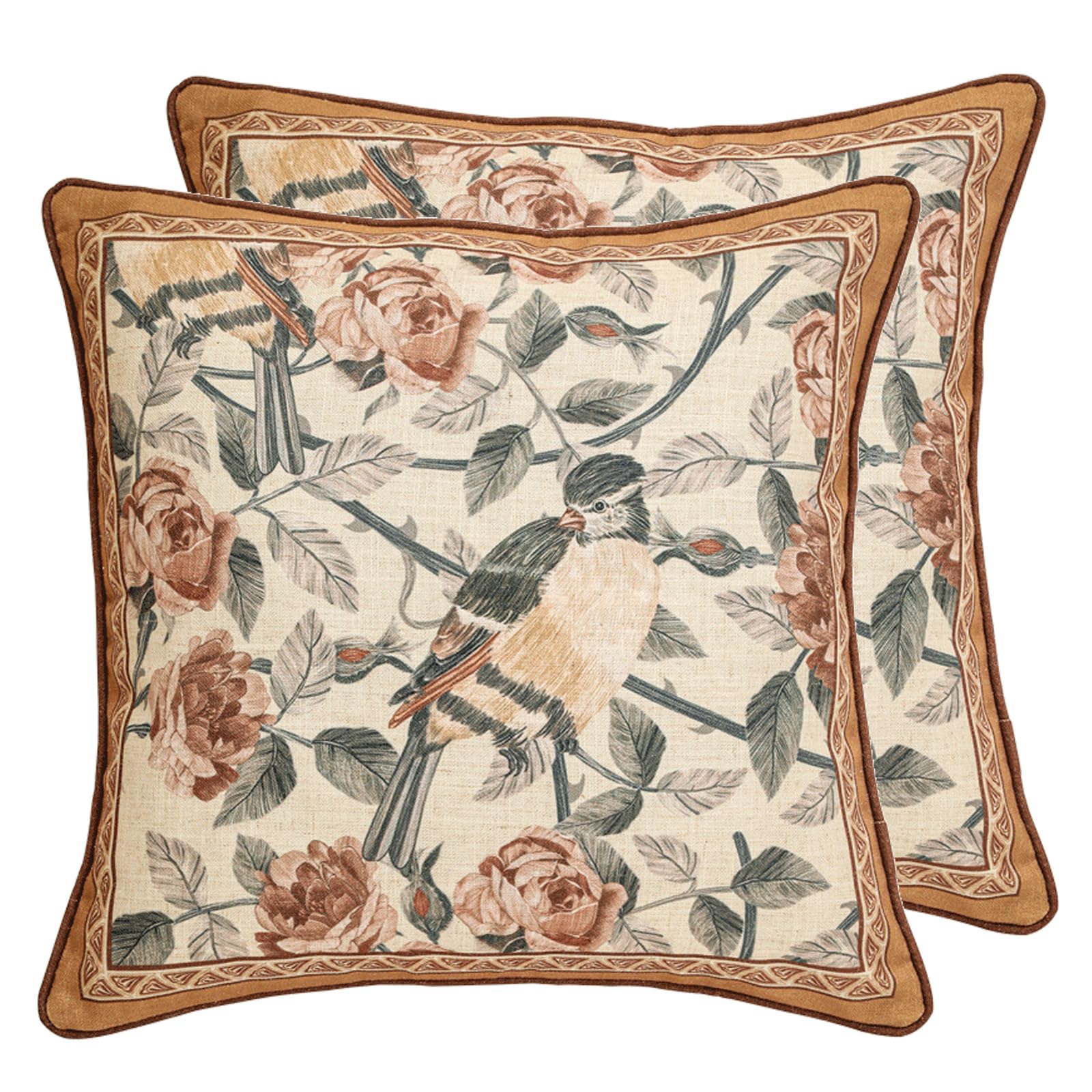 patdrea Designer Throw Pillow Covers for Couch 18"x18",Vintage Linen Pillows Cover with Cheetah Pattern and Luxury Pendant,Farmhouse Decorative Pillowcases for Bed Living Room Outdoor Set of 2