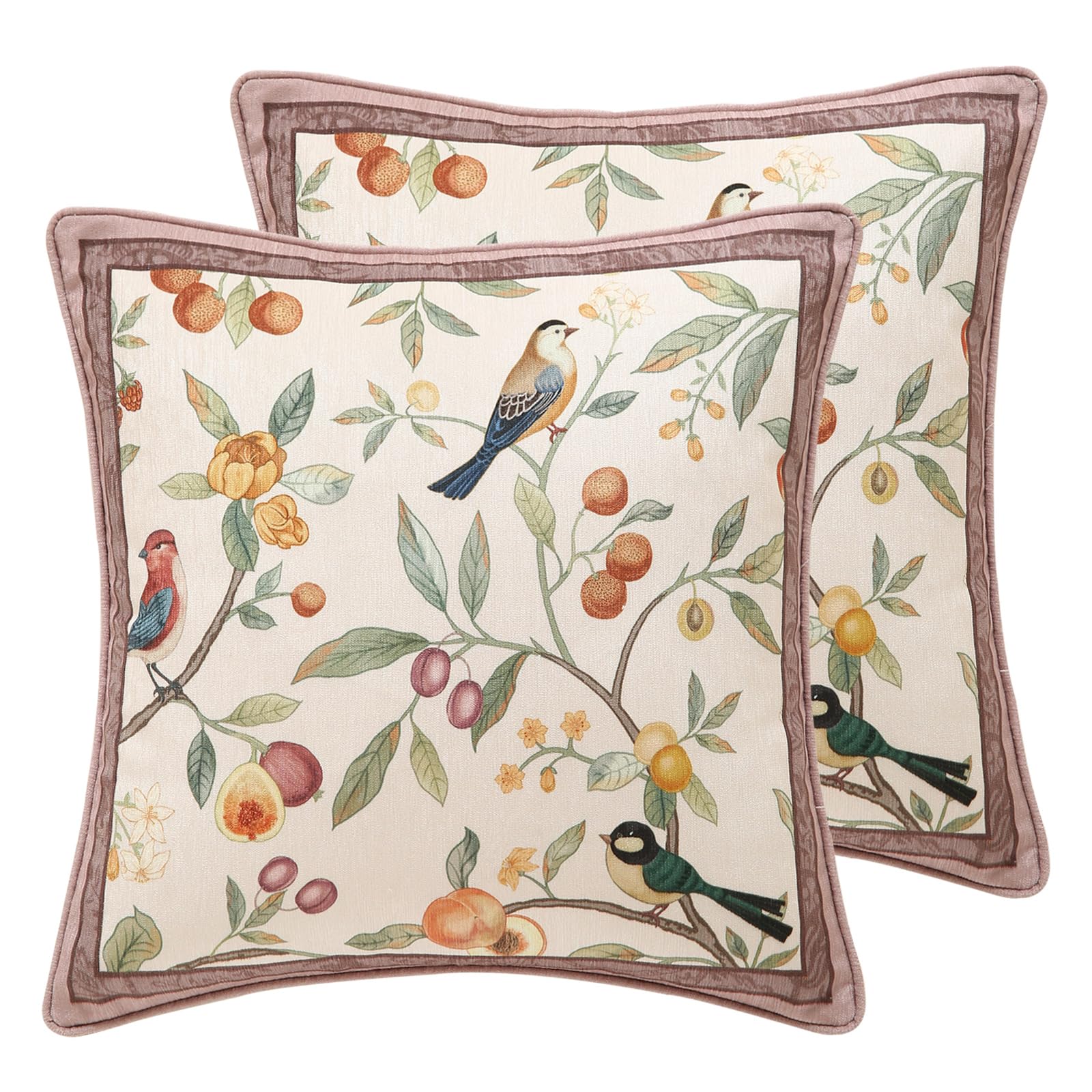 bilin gaier Vintage Square Throw Pillow Covers Pack of 2,Red Cozy Velvet with Leaves and Floral Pattern Pillowcases,Decoration Pillows Cushion Covers for Living Room Couch Sofa Bed Car Chair,18"x18"