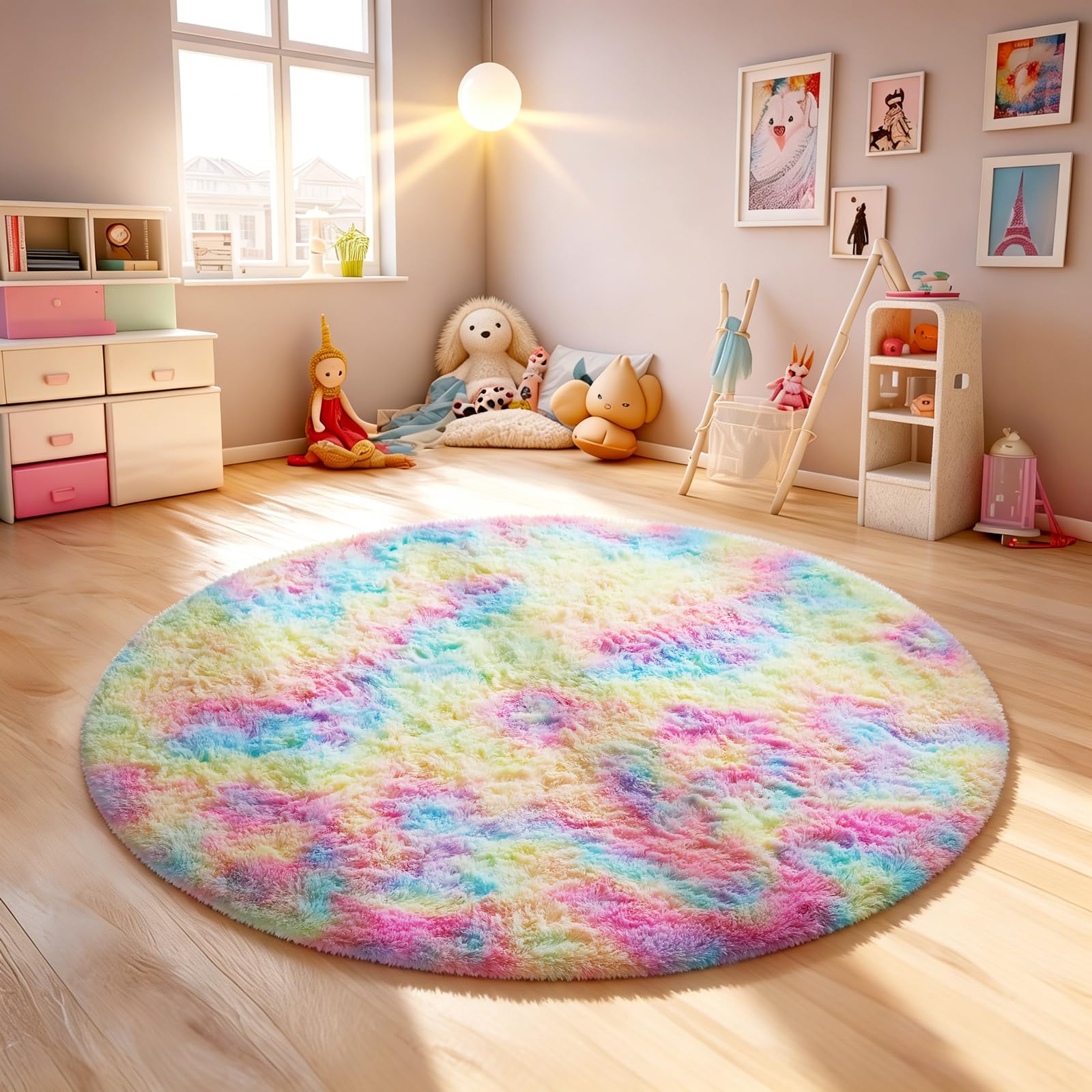 Ophanie Beige Rugs for Living Room Bedroom, 5x8 Fluffy Fuzzy Furry Carpet, Plush Soft Shaggy Bedside Indoor Floor Area Rug for Kids Girls Boys Baby Teen Dorm Nursery Home Decor Aesthetic