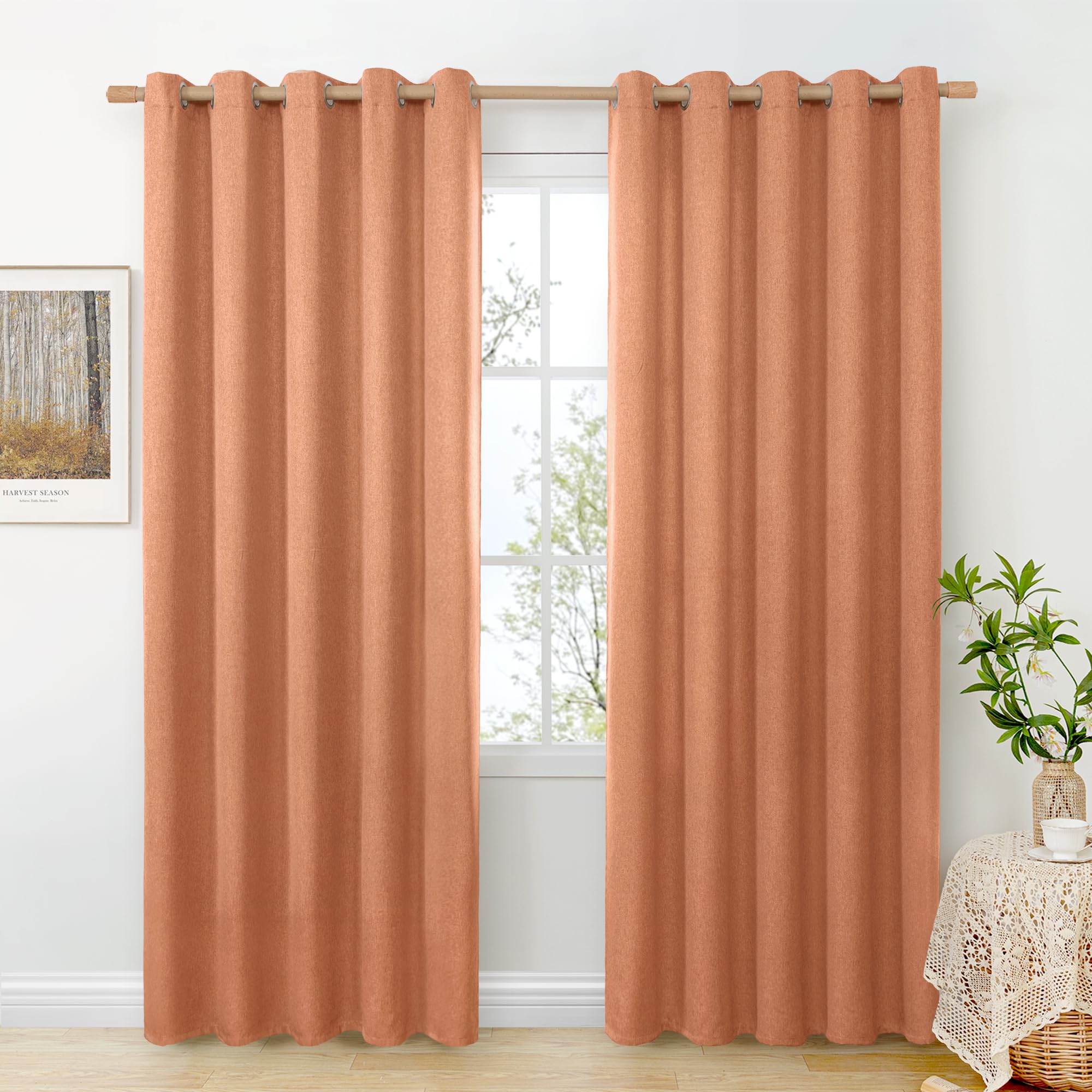 BGment Linen Curtains 95 Inch Long for Living Room 2 Panels, Thick Textured Privacy Floor Length Window Drapes Non See Through for Bedroom Farmhouse Light Filtering Grommet Top, Each 52 Inch Wide
